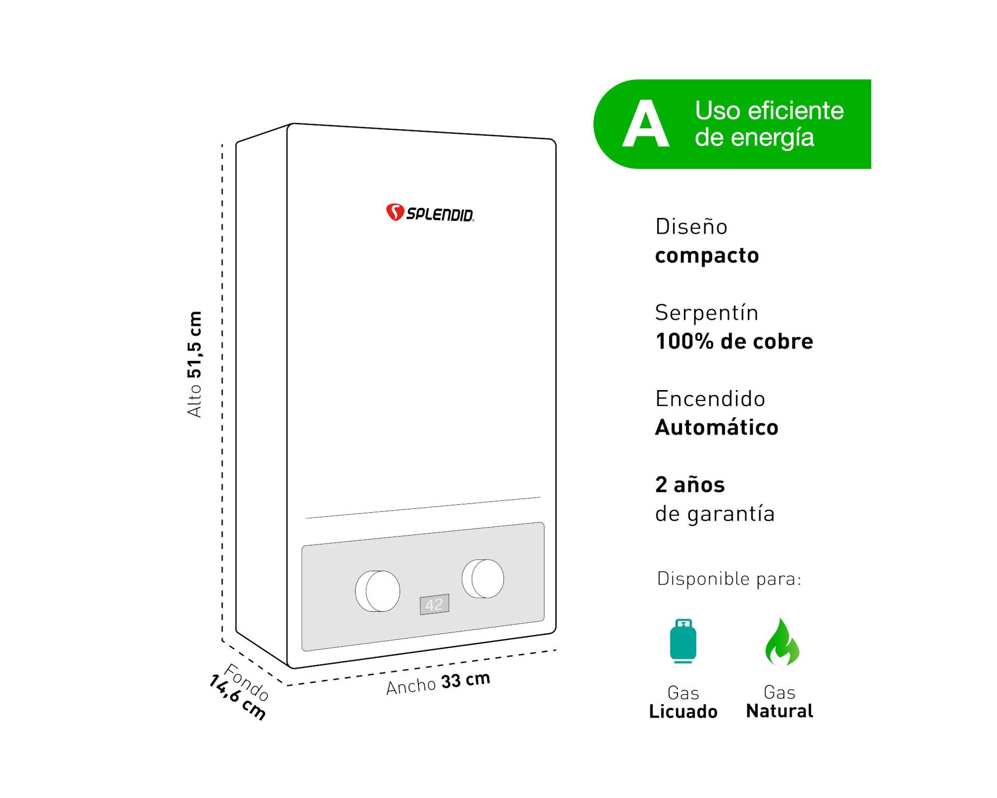 Calefont tiro forzado 7 litros gas licuado Master Splendid-6