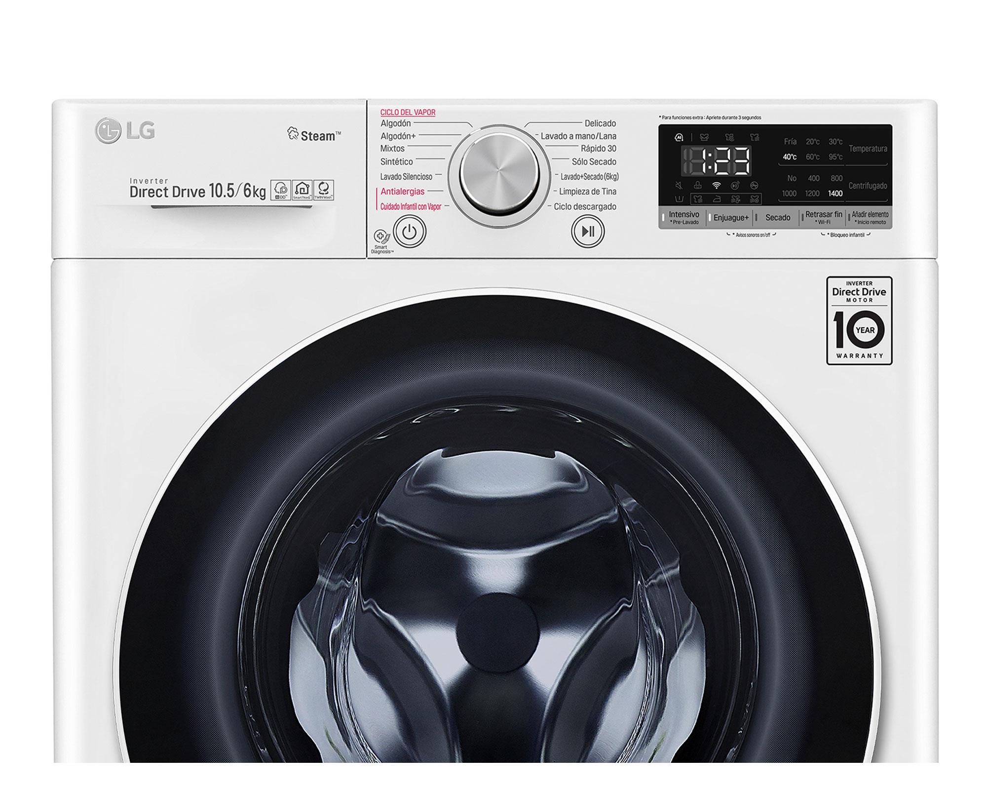 Lavadora secadora 10,5/6 kg WD10WVC4S6 blanco LG-7