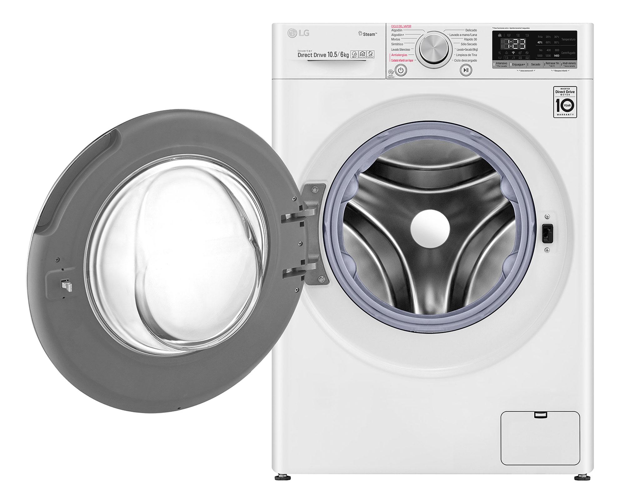 Lavadora secadora 10,5/6 kg WD10WVC4S6 blanco LG-6
