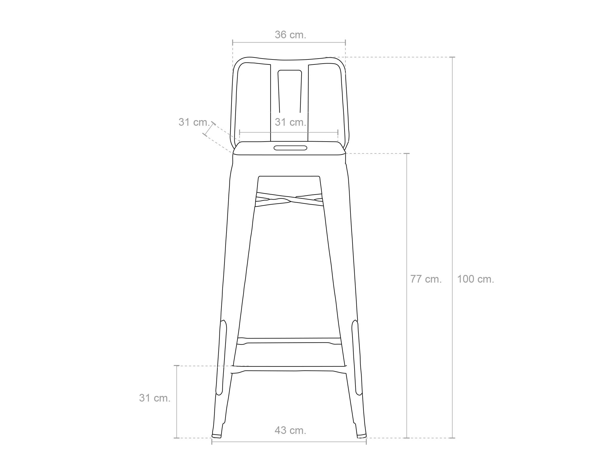 Taburete 77 asiento metal con respaldo Tolix rojo Form Design-3