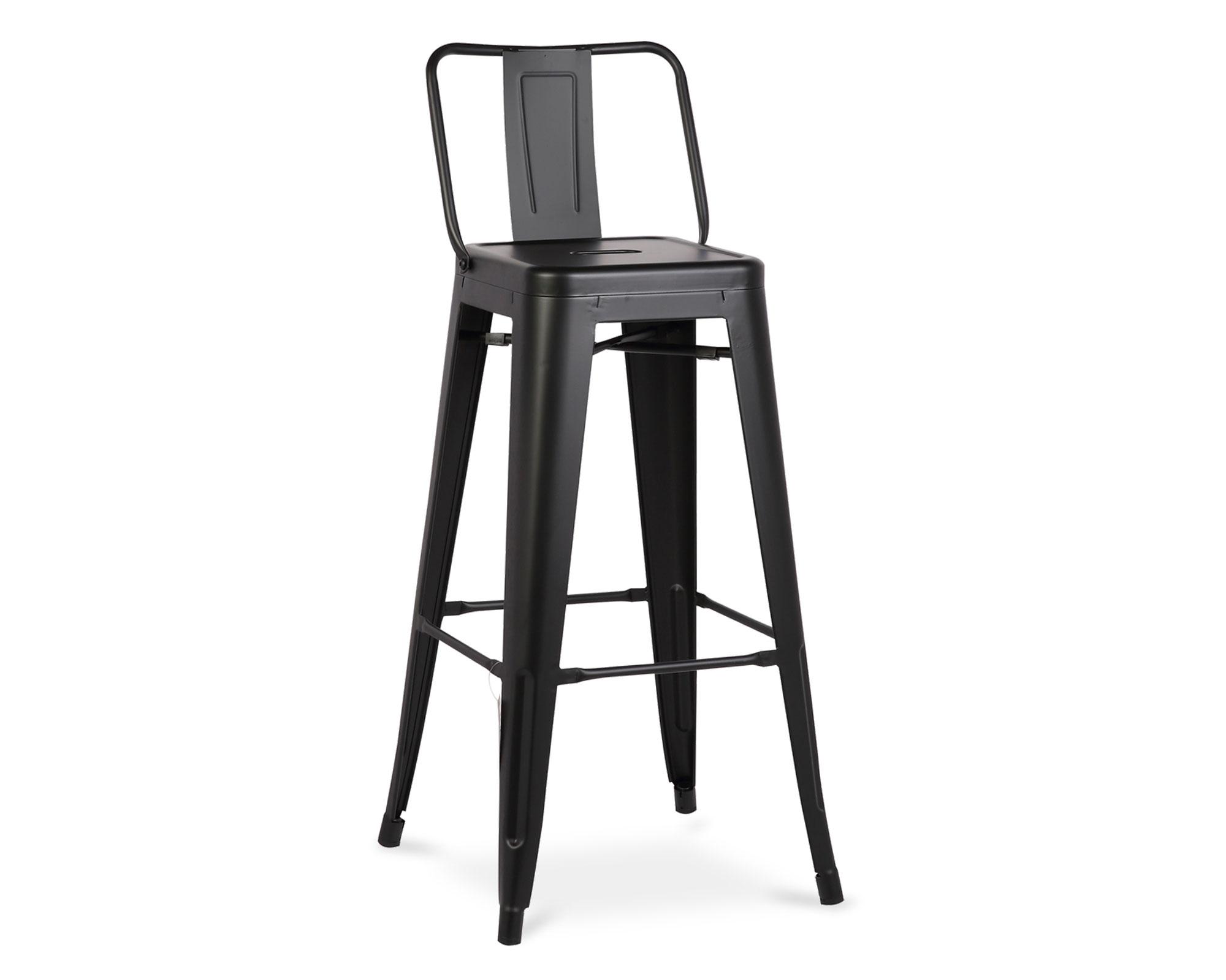 Taburete acero Tolix 76 con respaldo negro-1