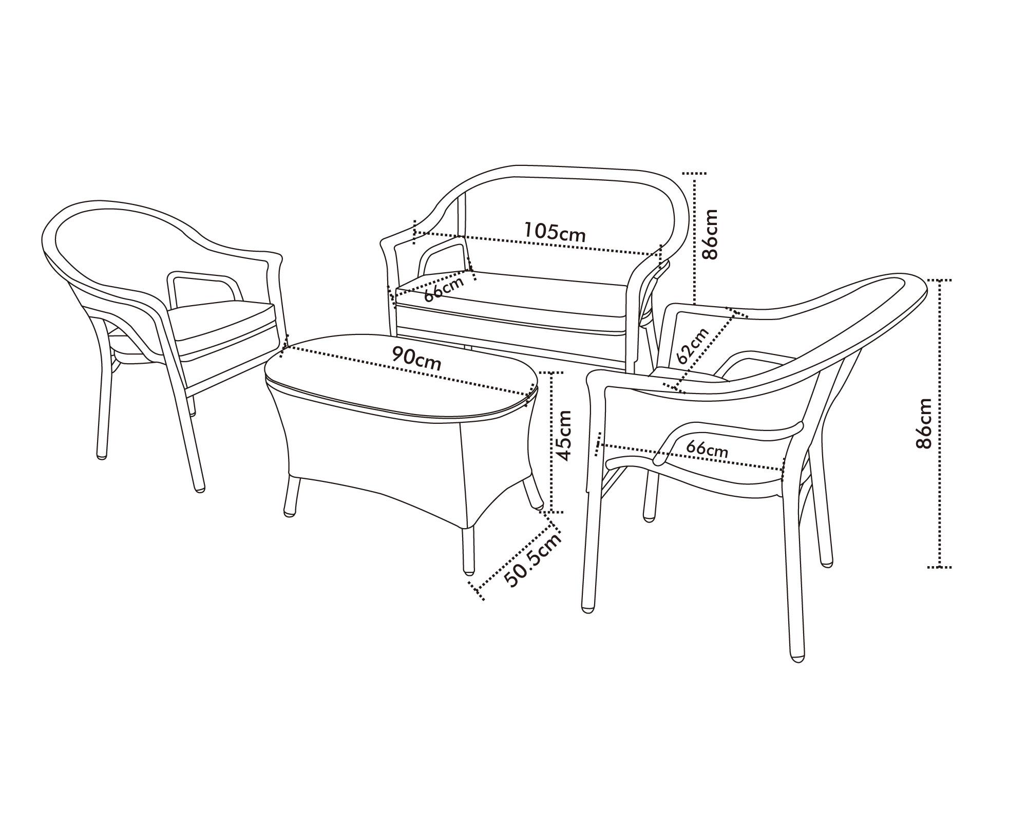 Set terraza 4 personas Benedita Outzen.-1