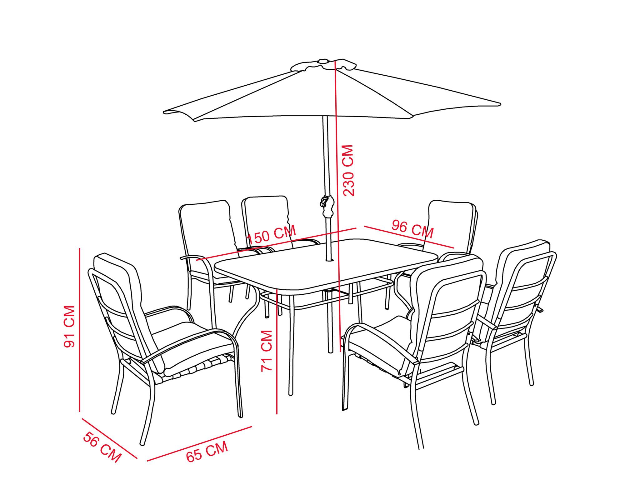 Comedor exterior 6 personas + sombrilla Prunus Outzen.-3
