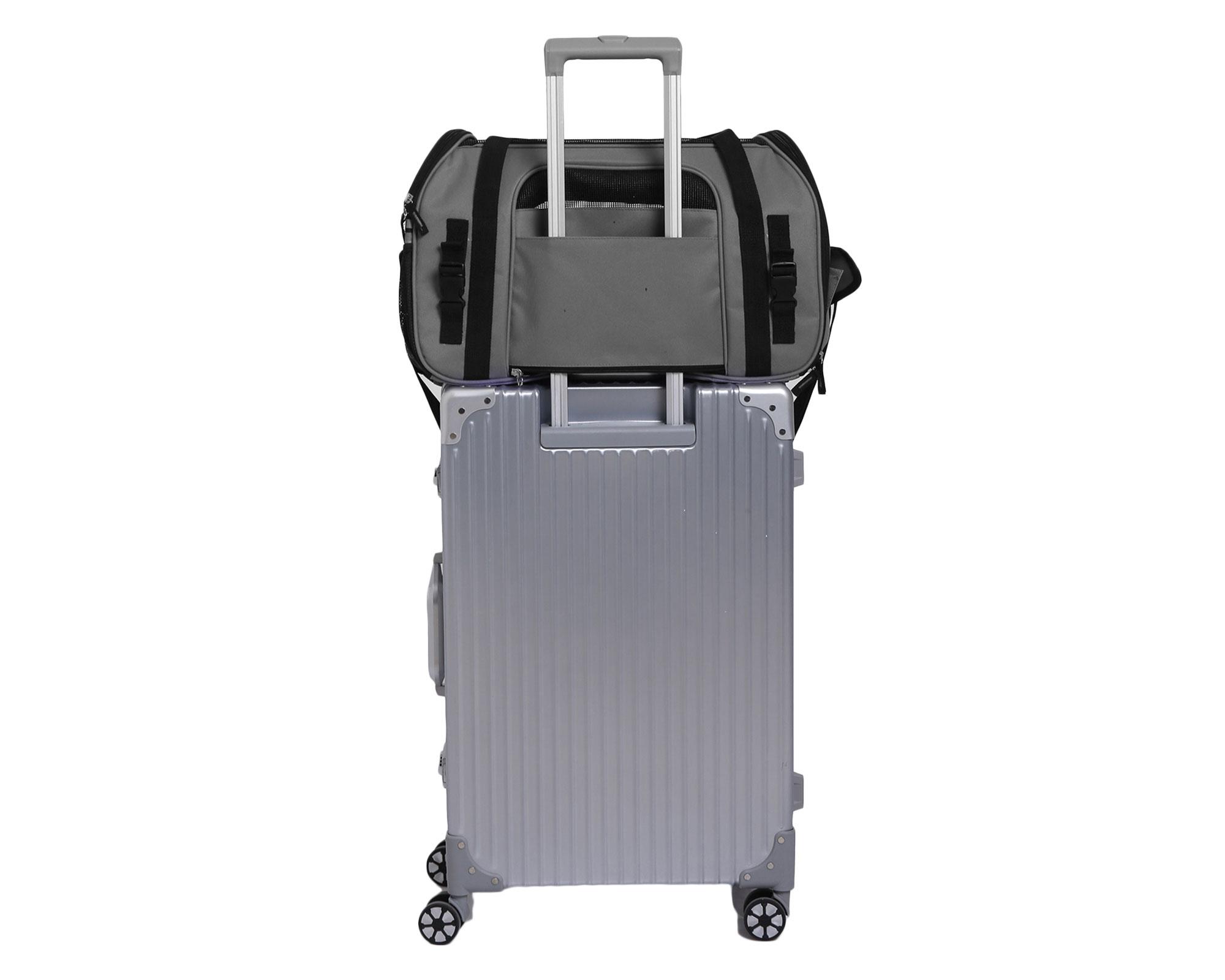 Bolso transporte mascota cuadrado M gris-6
