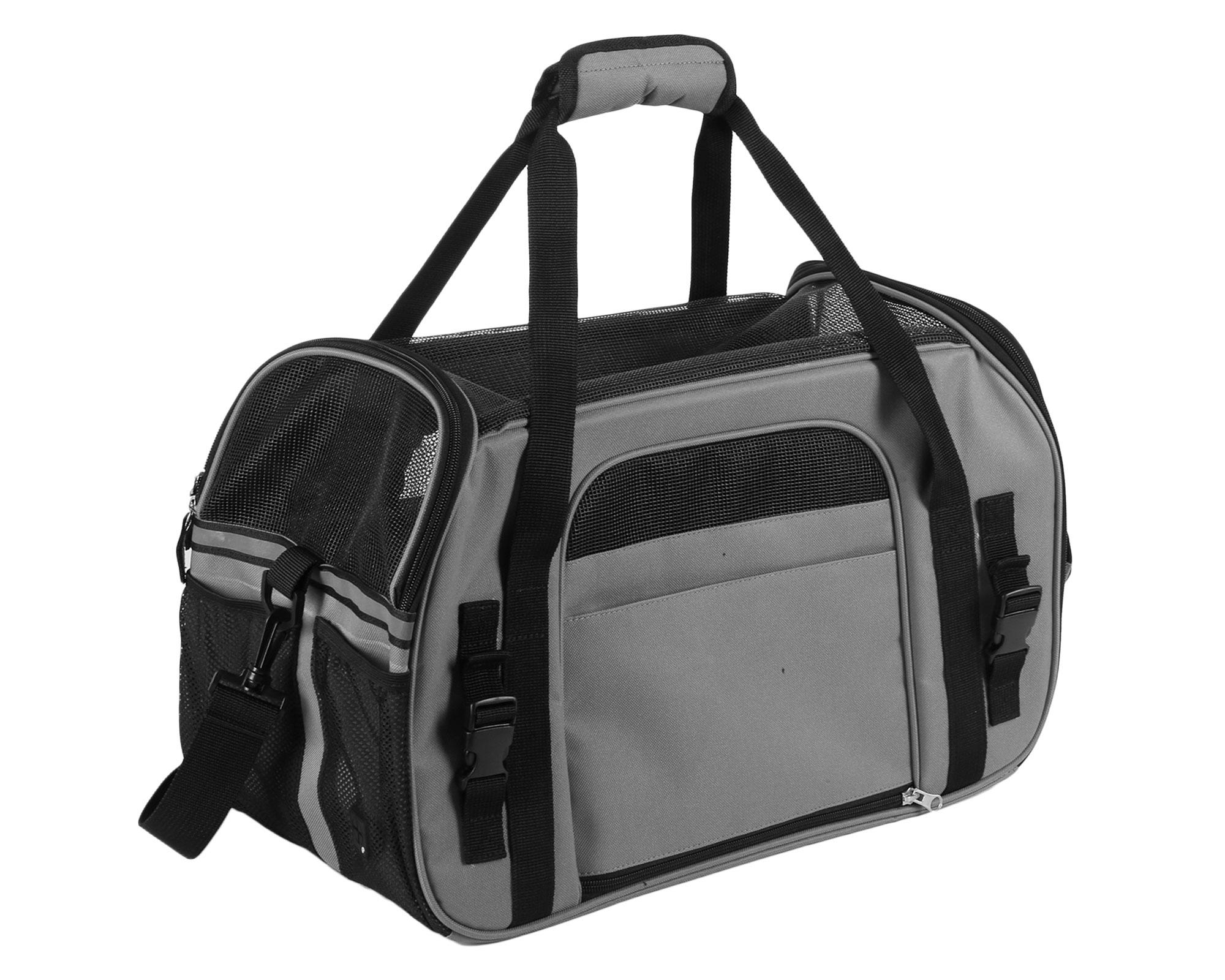 Bolso transporte mascota cuadrado M gris-3