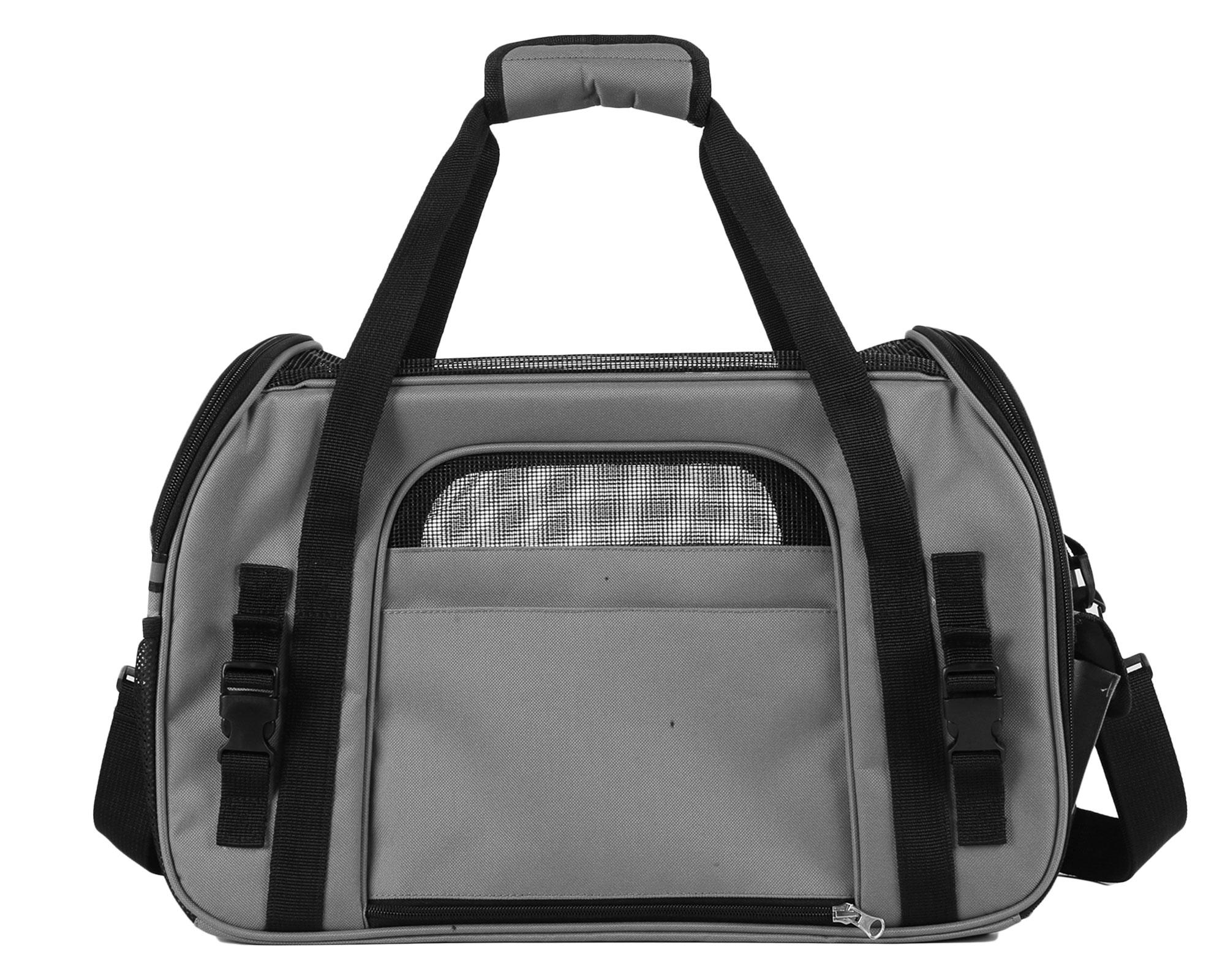 Bolso transporte mascota cuadrado M gris-5