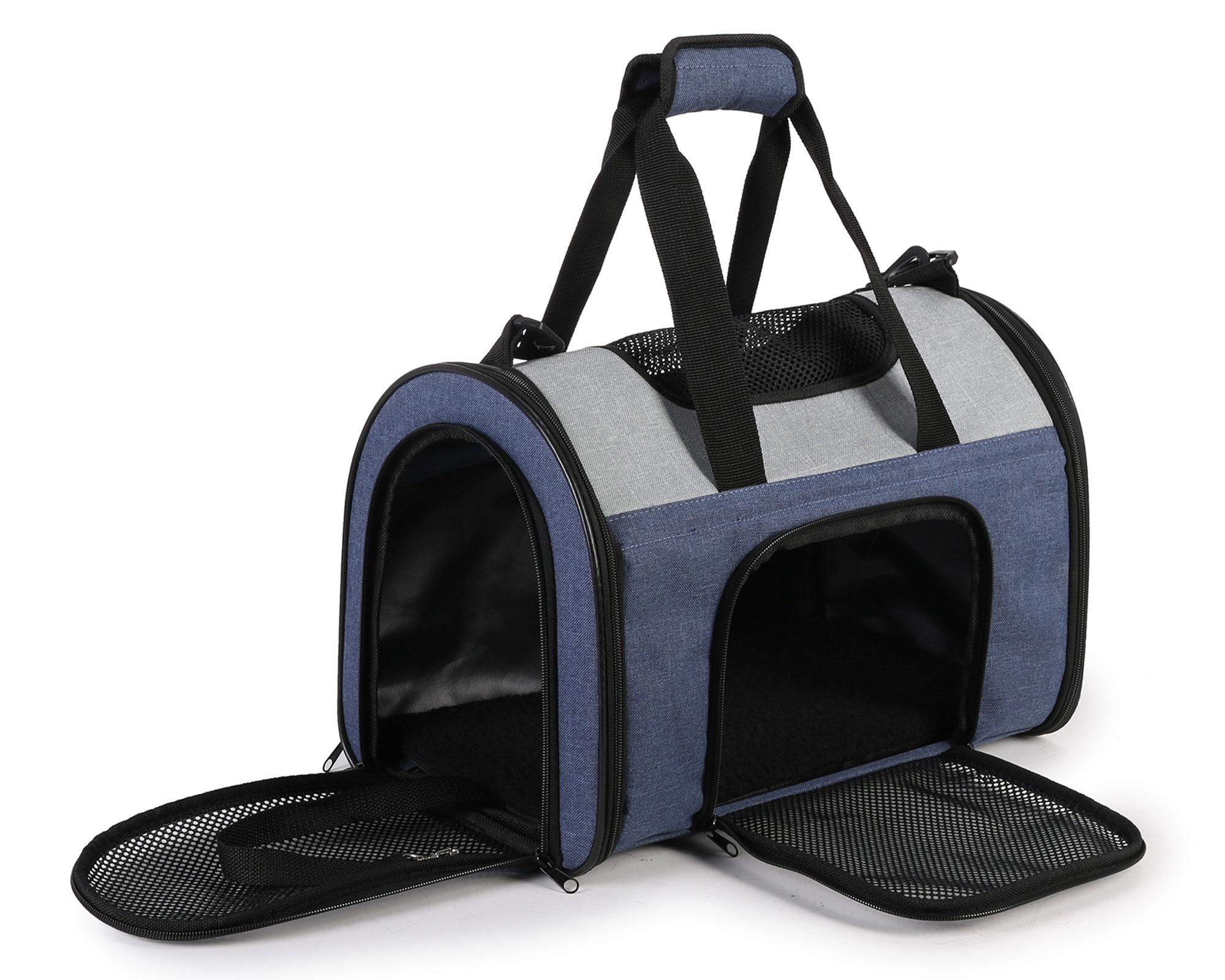 Bolso transporte mascota curvo negro Pet's fun-3