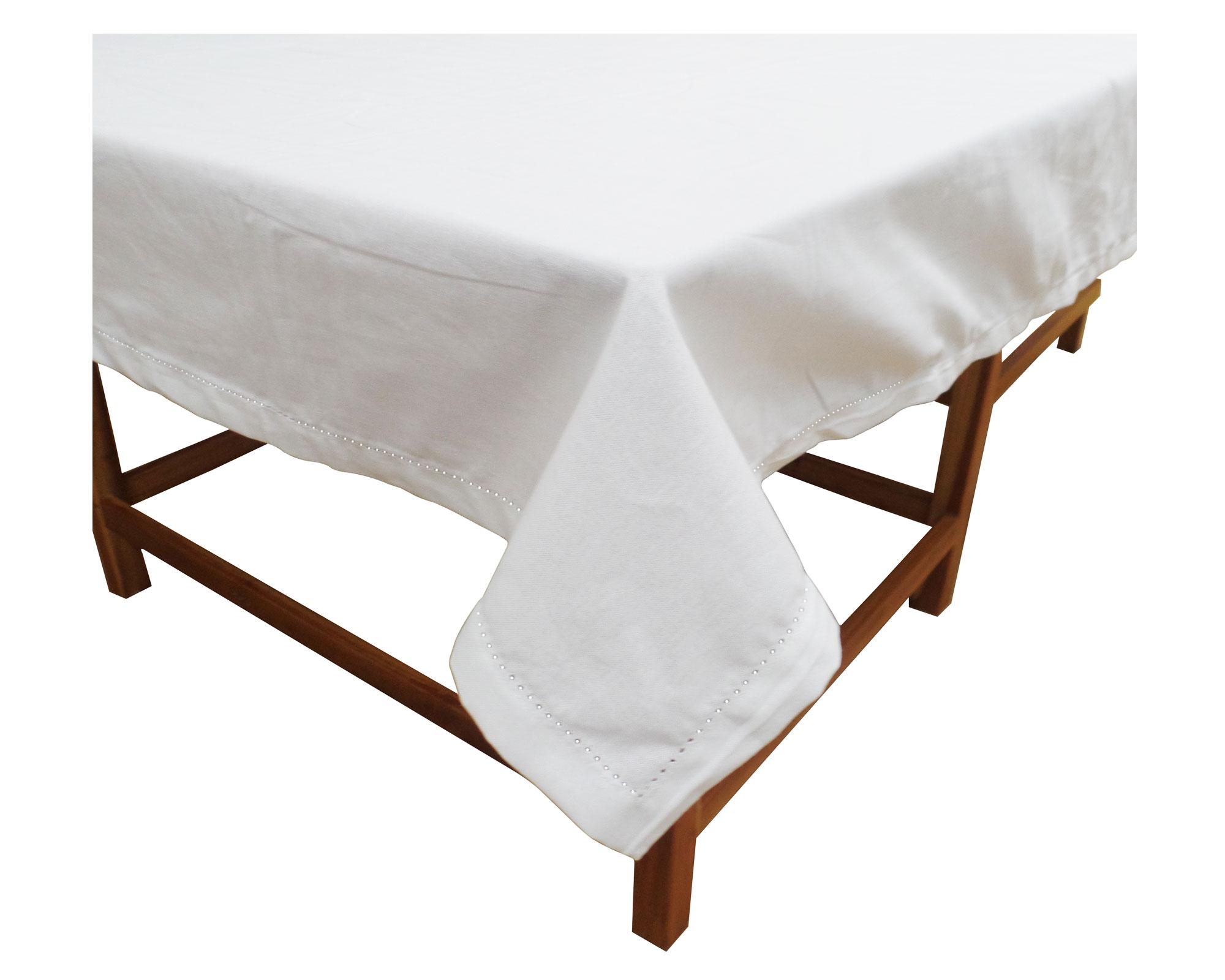 Mantel 180x240 cm Liso deshilado blanco Cotidiana-0