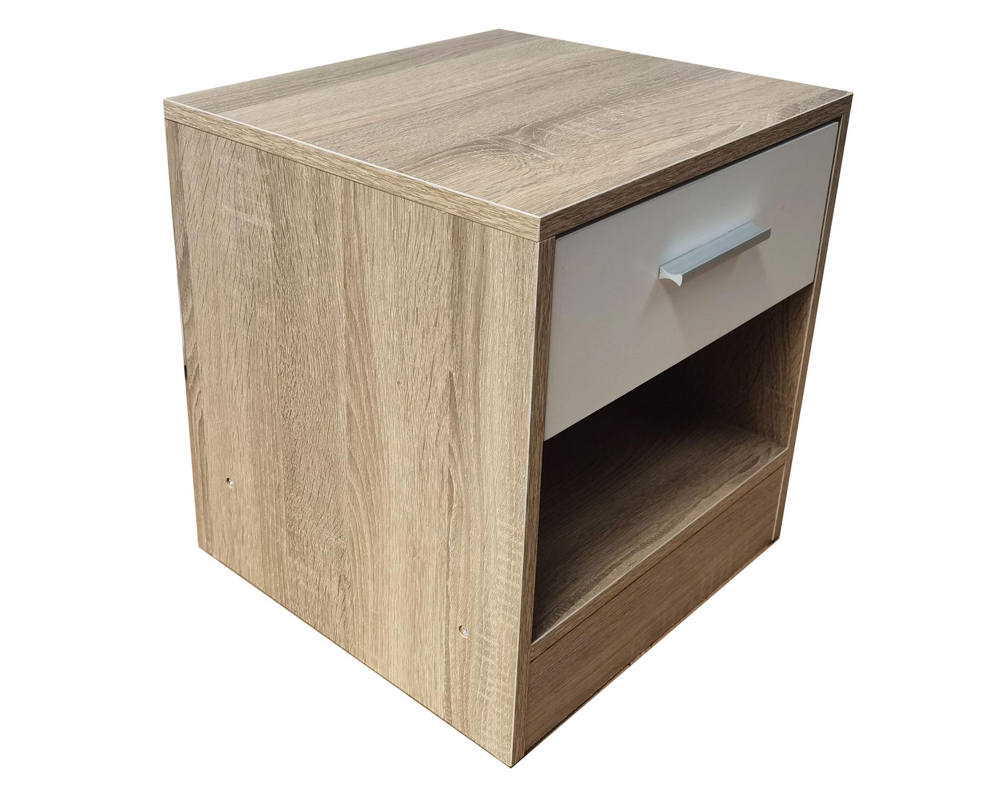 Velador 1 cajón Nordic café/blanco M+Design-2