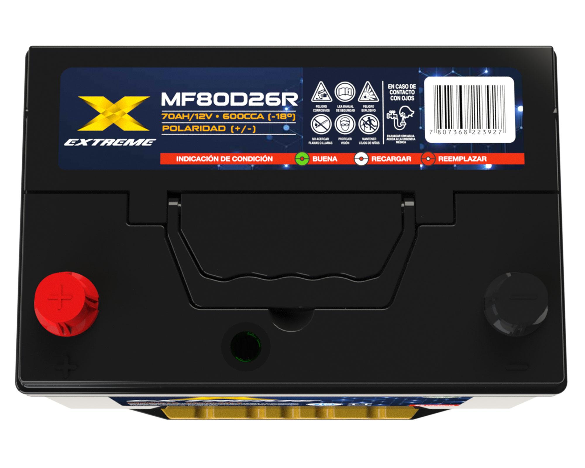 Batería 70AH 600CCA derecho MF80D26R Extreme.-2