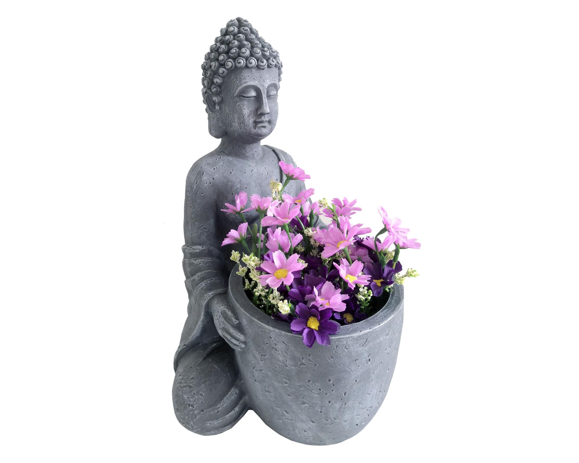 Figura decorativa Buda con maceta Outzen-4
