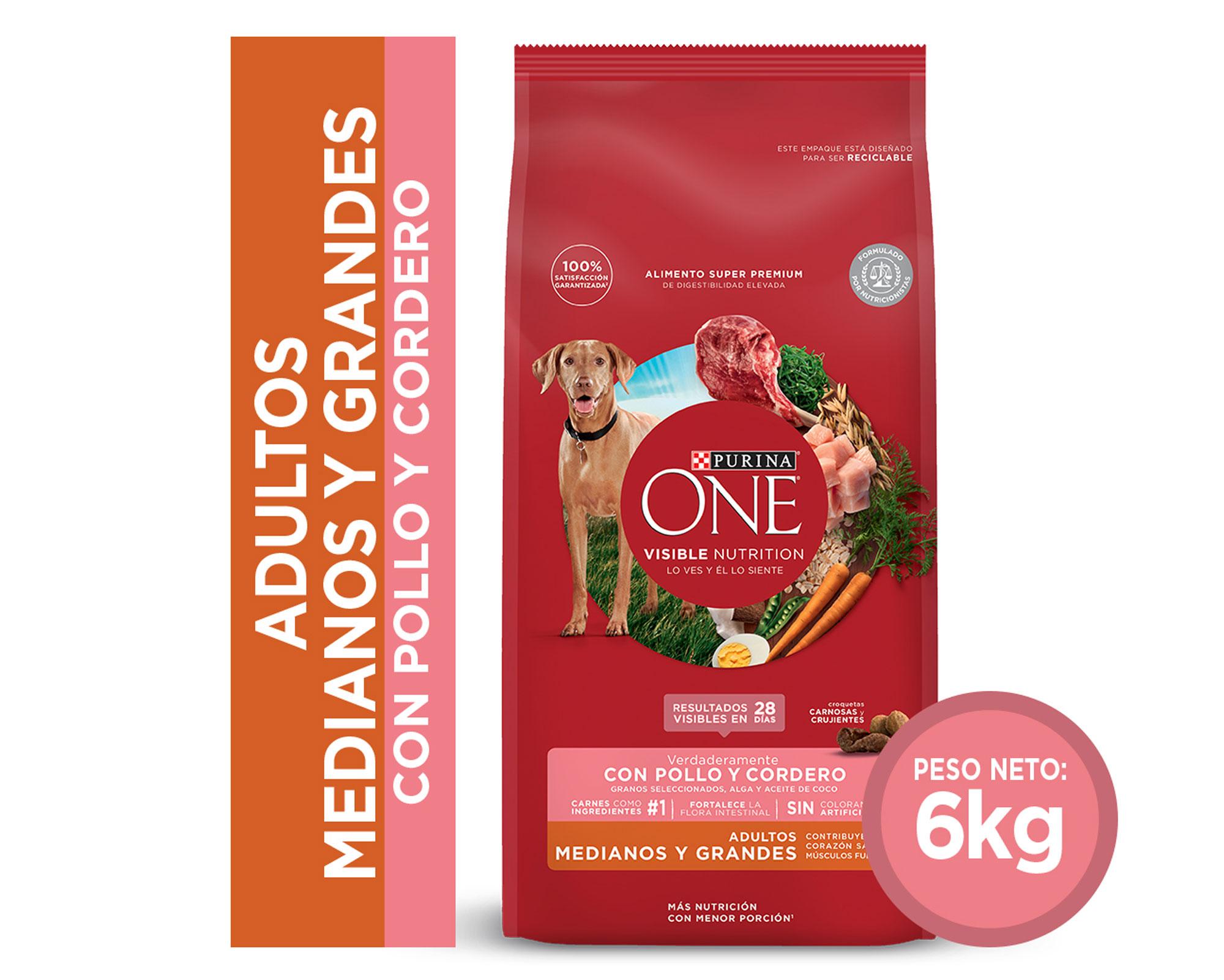 Alimento perro adulto 6 kg mediano/grande pollo y cordero Purina One.-0