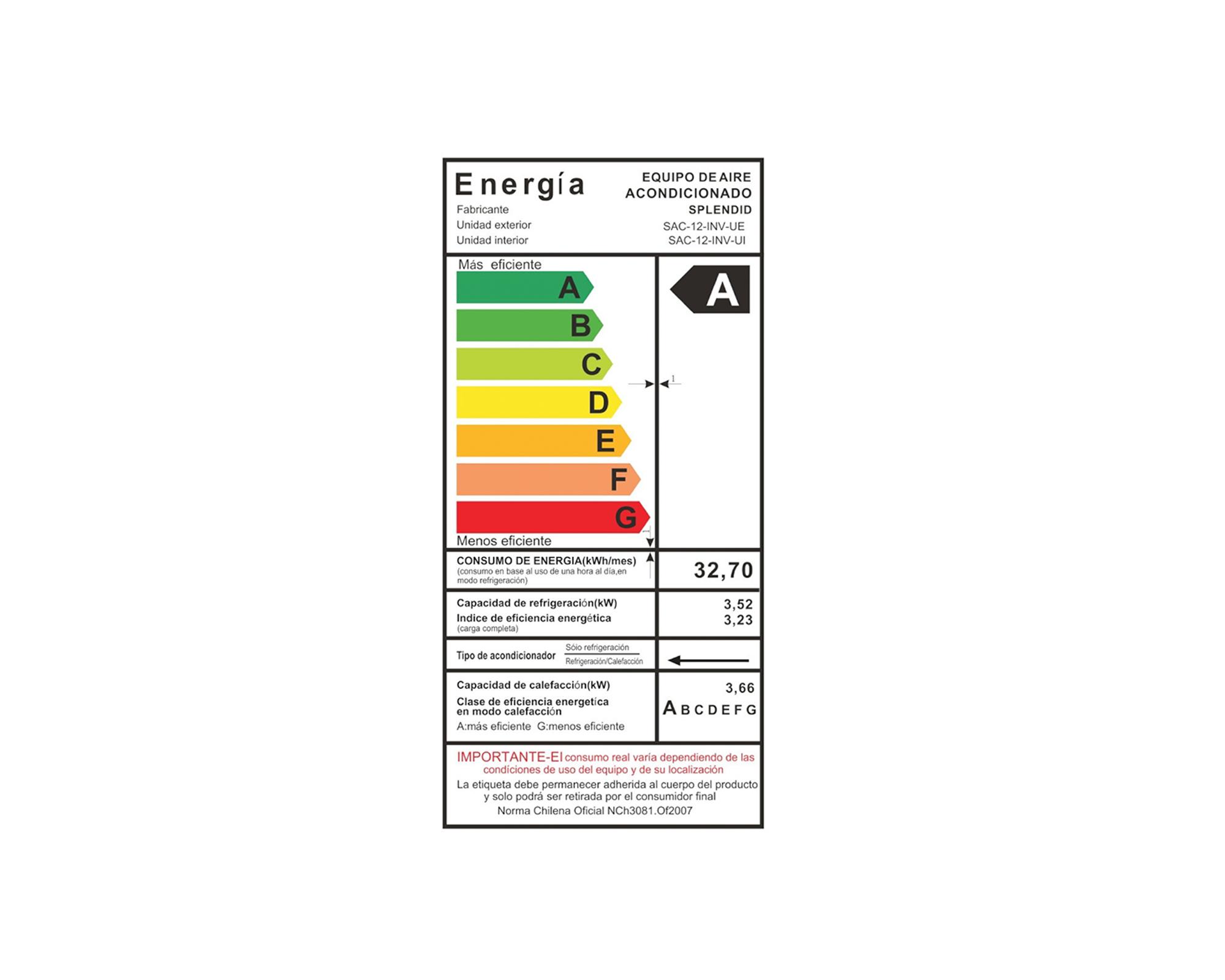 Aire acondicionado split inverter 12000 BTU frío/calor SAC-12K-INV WIFI Splendid-8