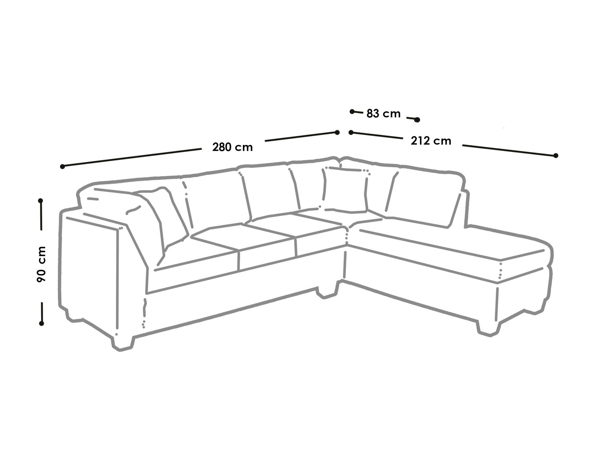 Sofá seccional derecho 5 cuerpos Padua turquesa-3