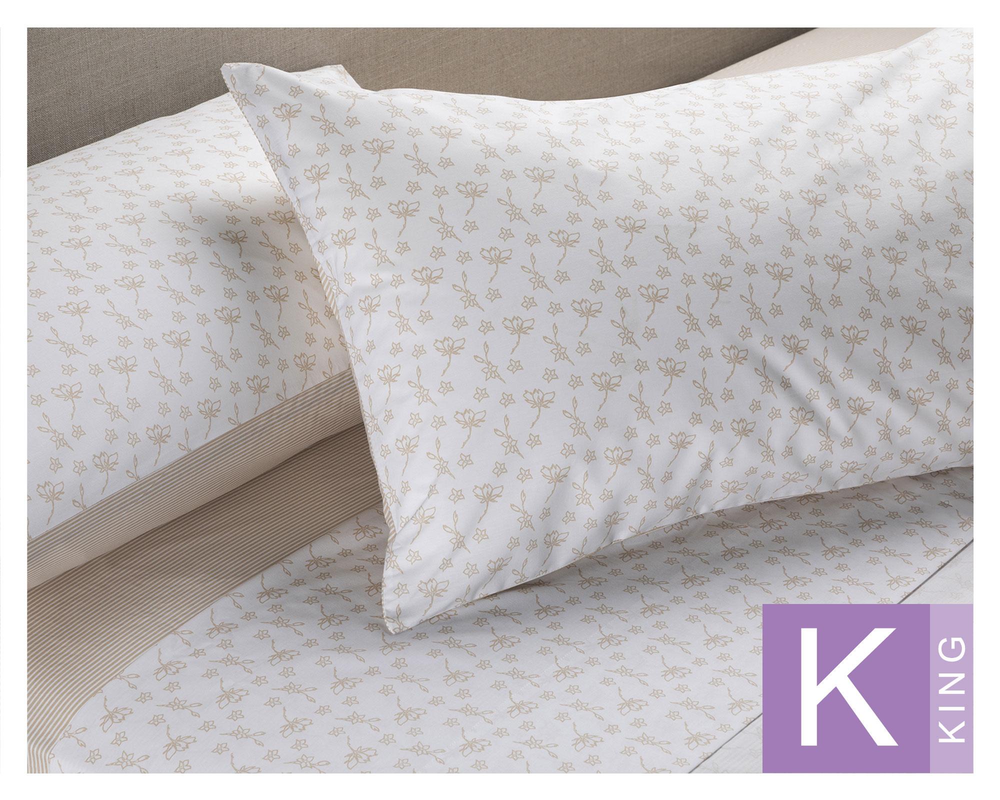 Juego sábanas king 180H Calatea beige Rosen-0