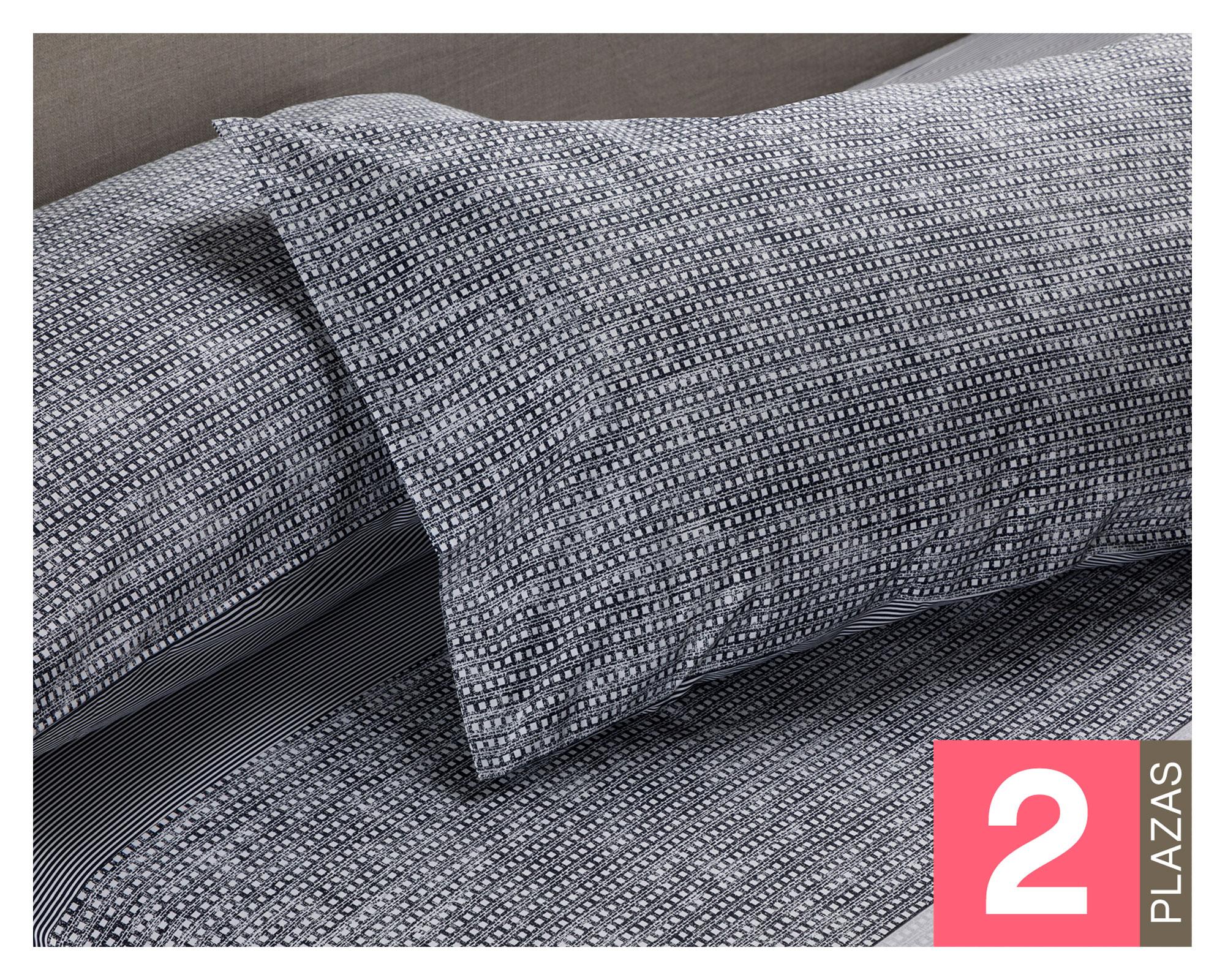 Juego sábanas 2 plazas 180H Nativo azul oscuro Rosen-0