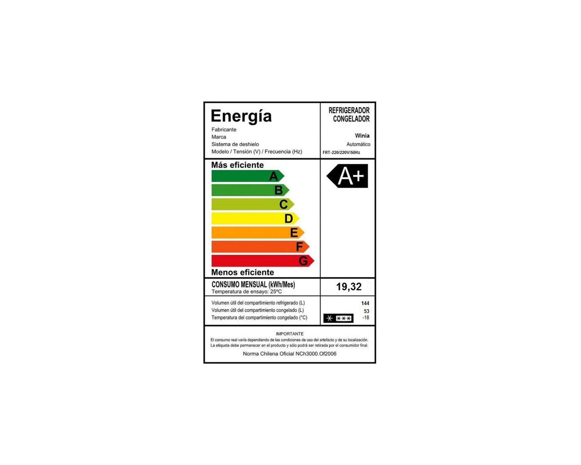 Refrigerador no frost 197 litros FRT-220 inox Winia-10