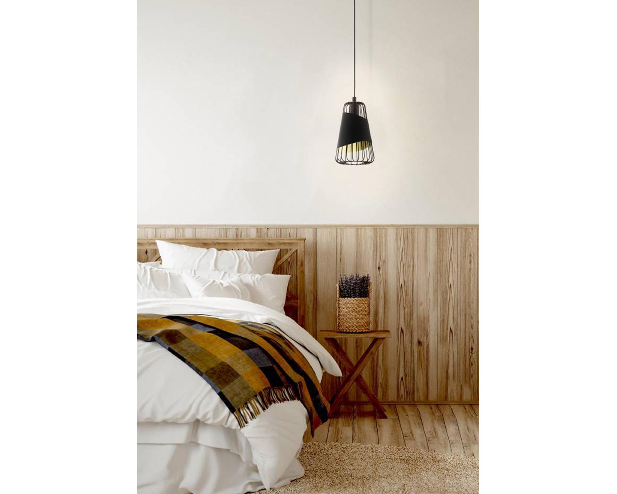 Lámpara colgar LED 60W E27 1L Austell negro/dorado-1