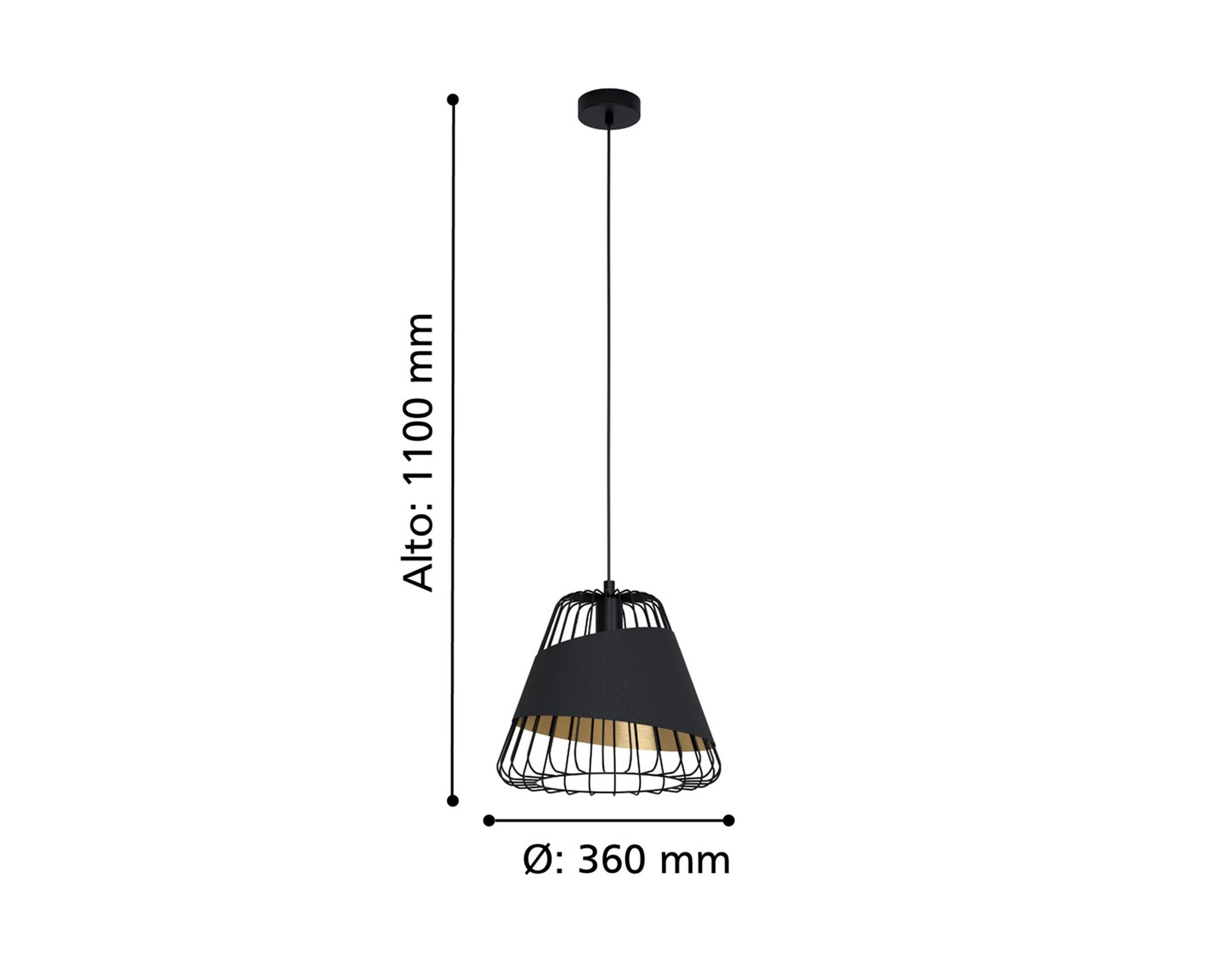 Lámpara colgar 1L E27 36 cm Austell negro Eglo-2