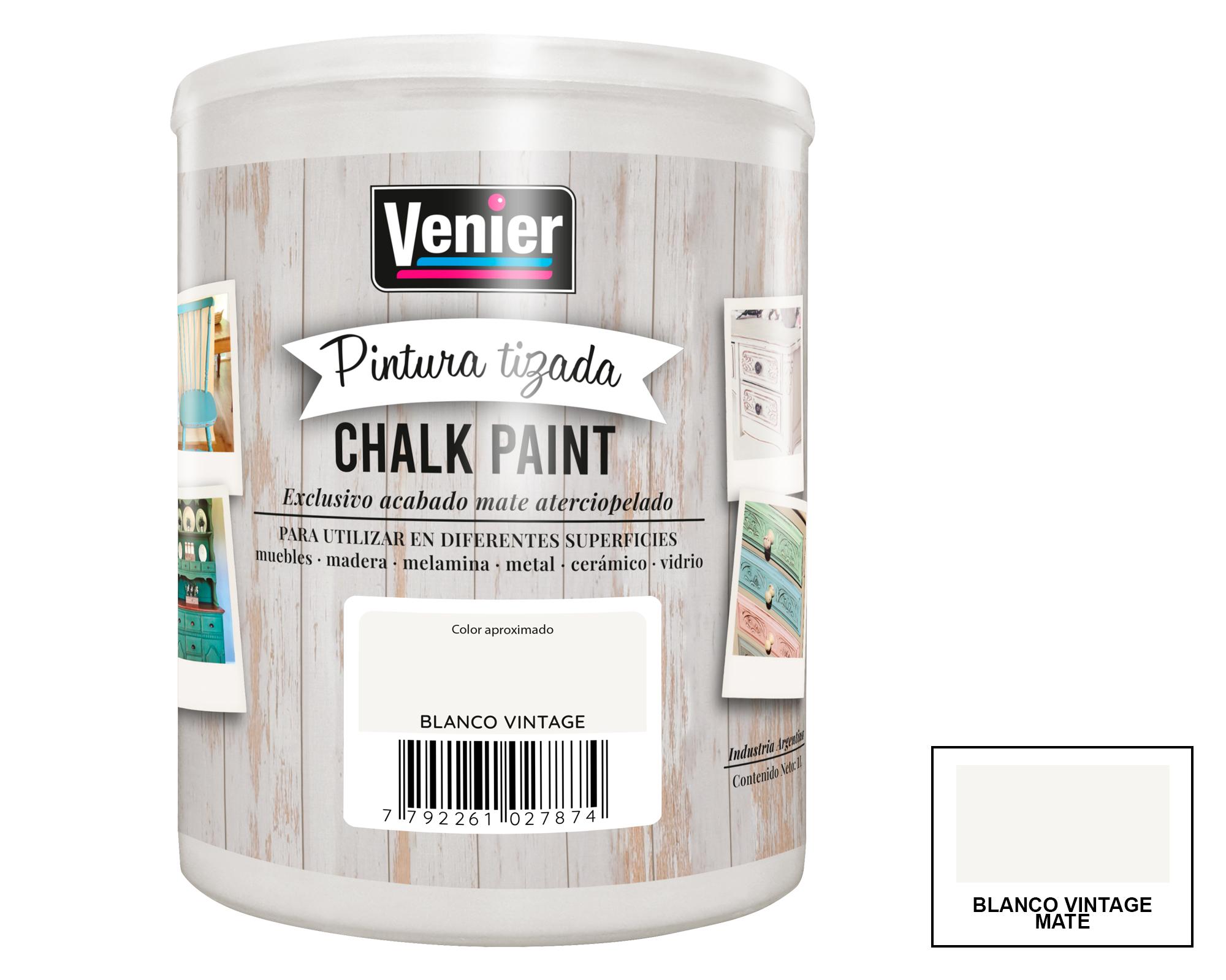 Pintura tizada 1 litro Chalk Paint Blanco Vintage mate-0