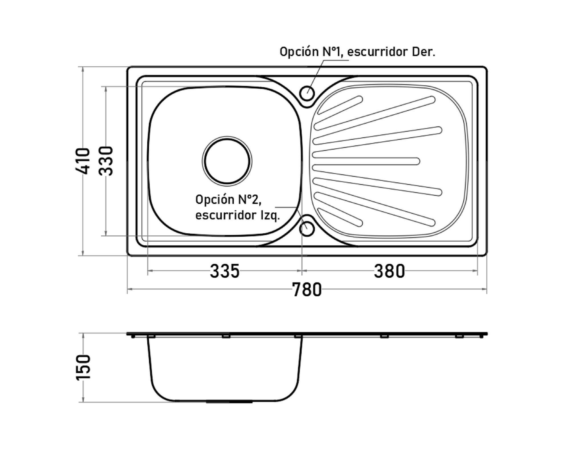 Lavaplatos empotrado izquierda inox Barcelo-1