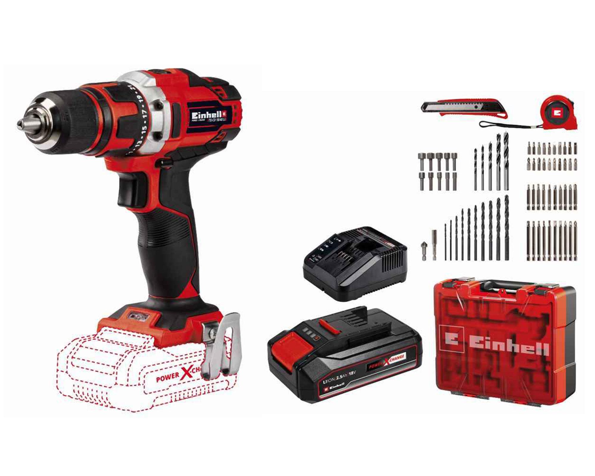 Taladro inalámbrico kit 13 mm TE-CD 18/40 Li +69 Einhell-5
