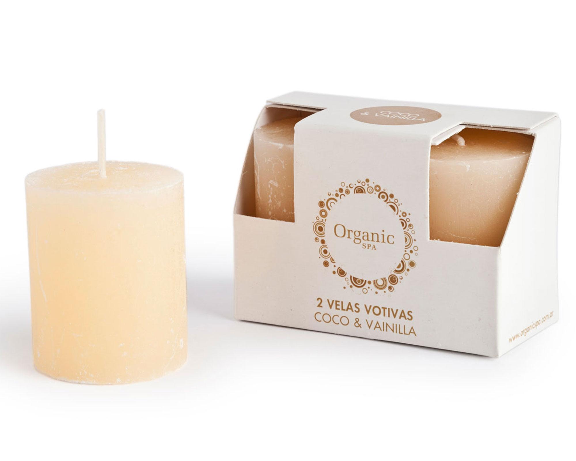 Vela coco/vainilla Votiva 2 unidades Organic Spa.-0