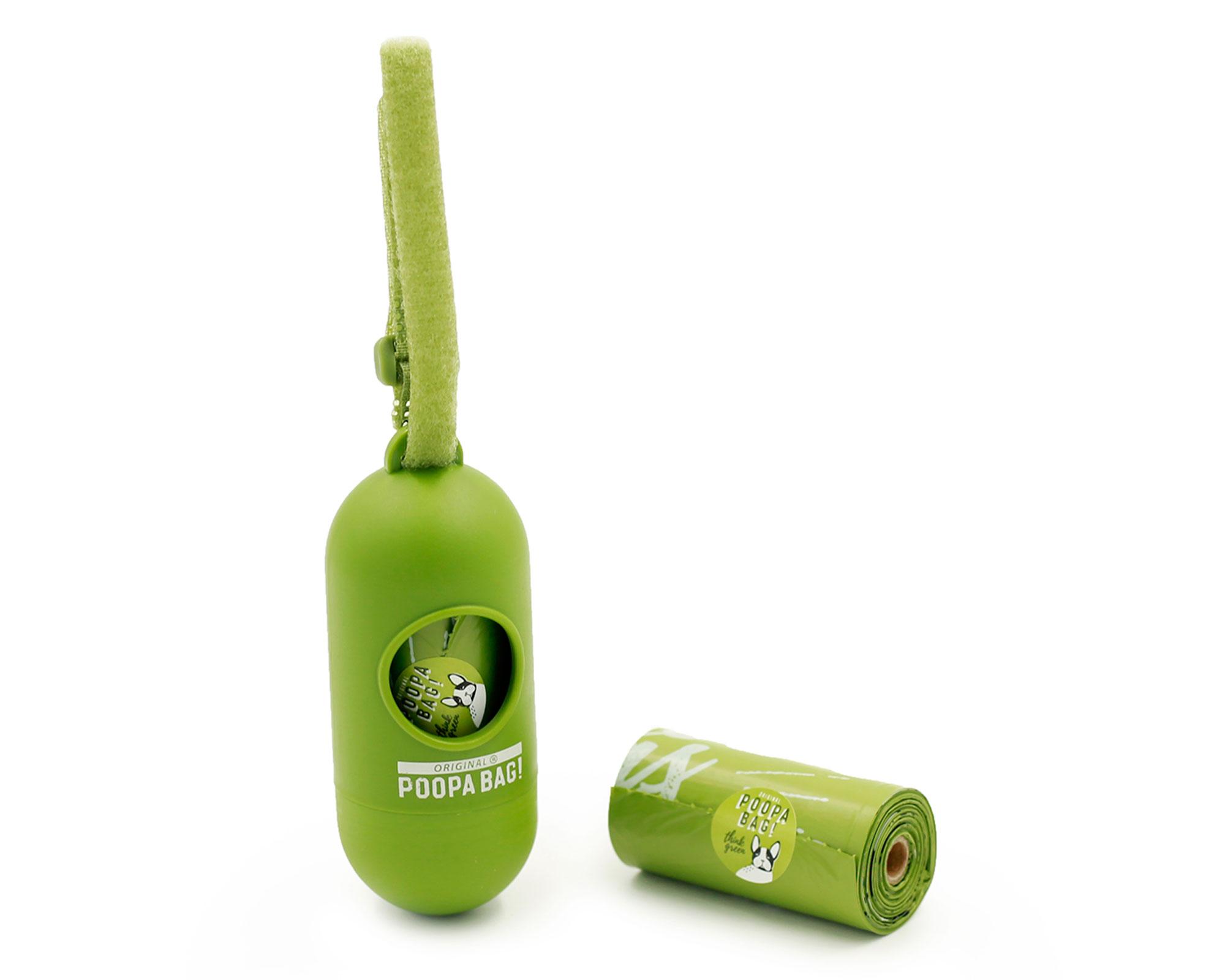 Dispensador + 15 bolsas verde Poopa Bag.-3