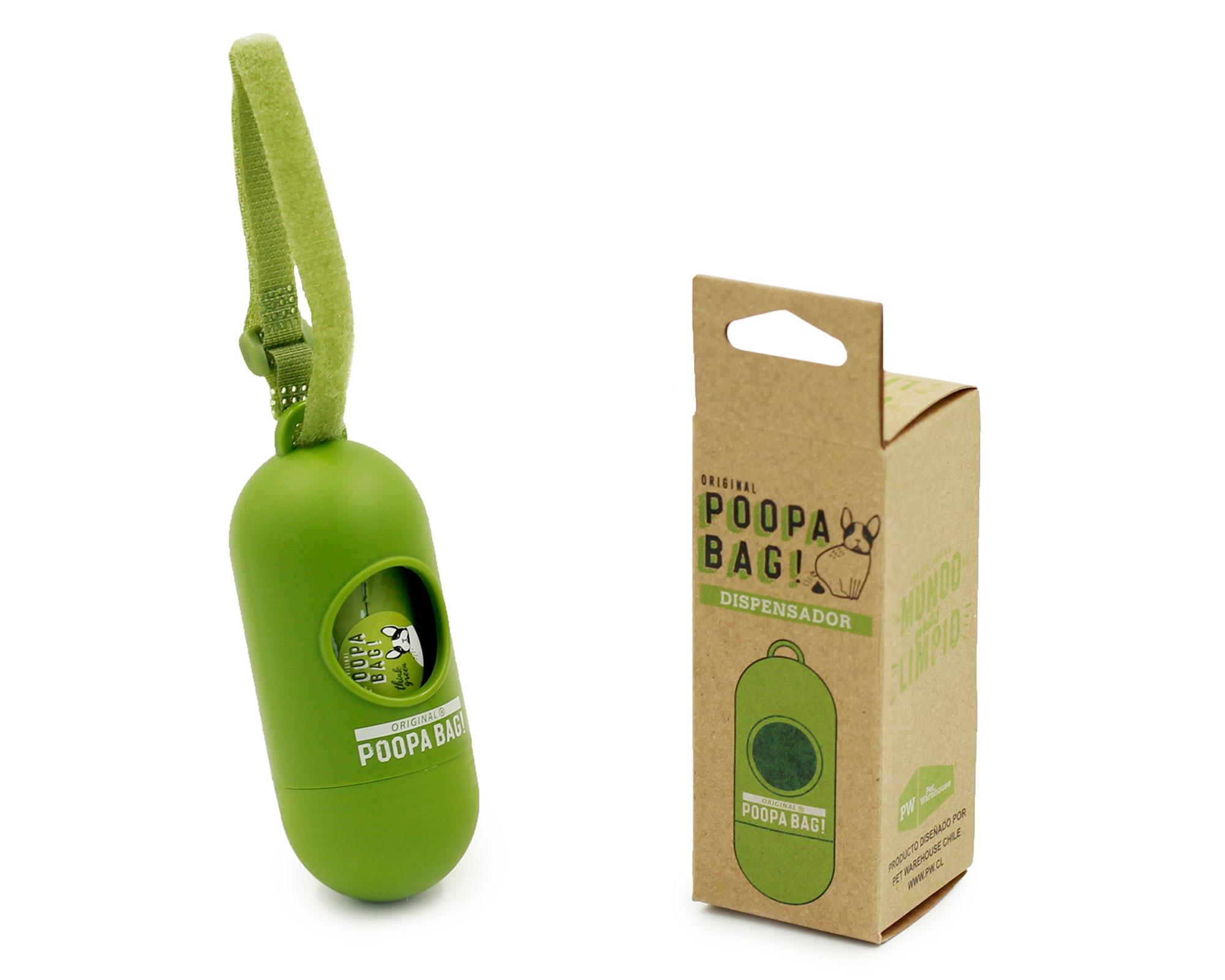 Dispensador + 15 bolsas verde Poopa Bag.-0