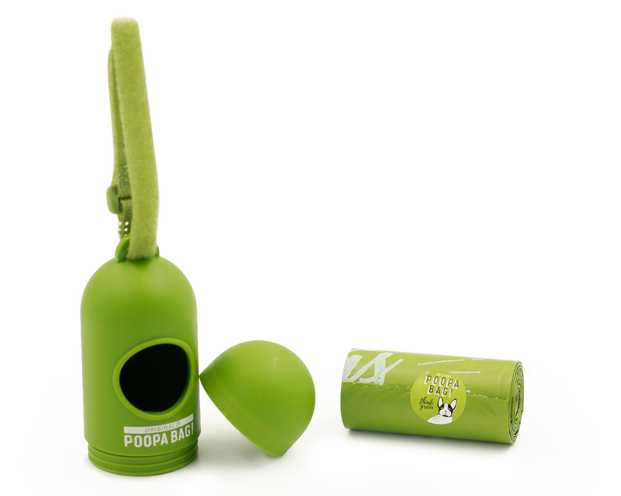 Dispensador + 15 bolsas verde Poopa Bag.-2