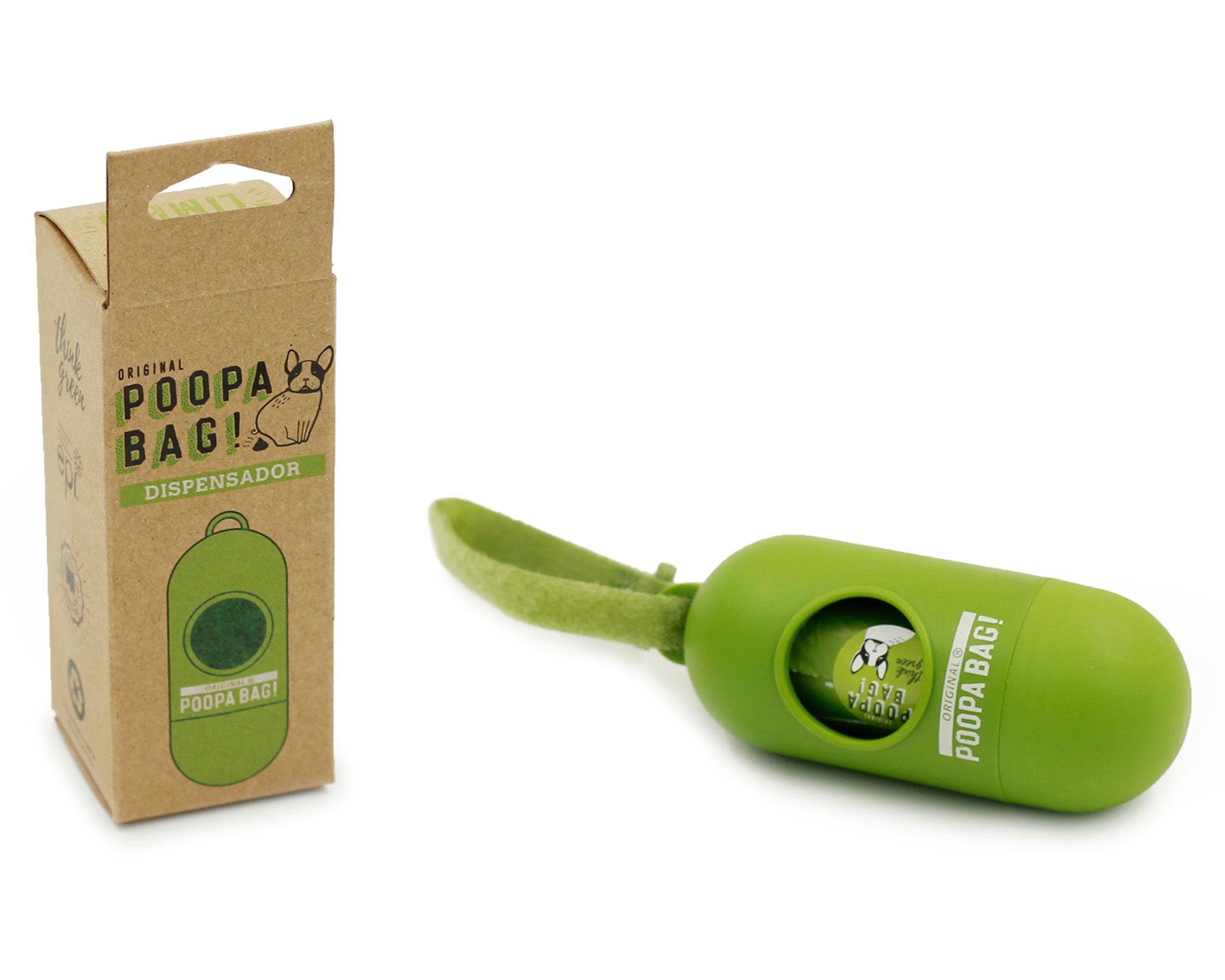 Dispensador + 15 bolsas verde Poopa Bag.-6