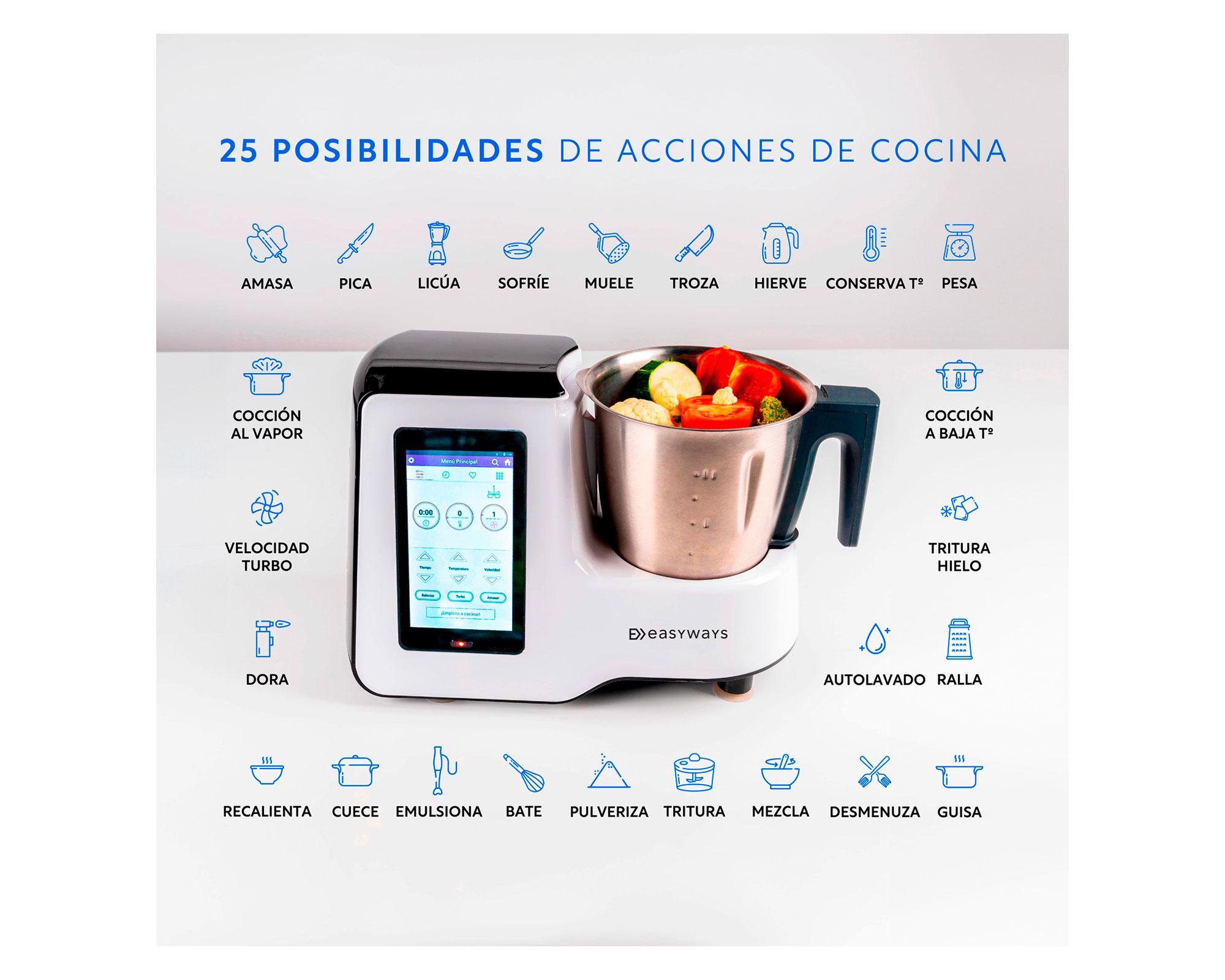 Robot de cocina 1800W Kitchen Connect blanco EasyWays.-6