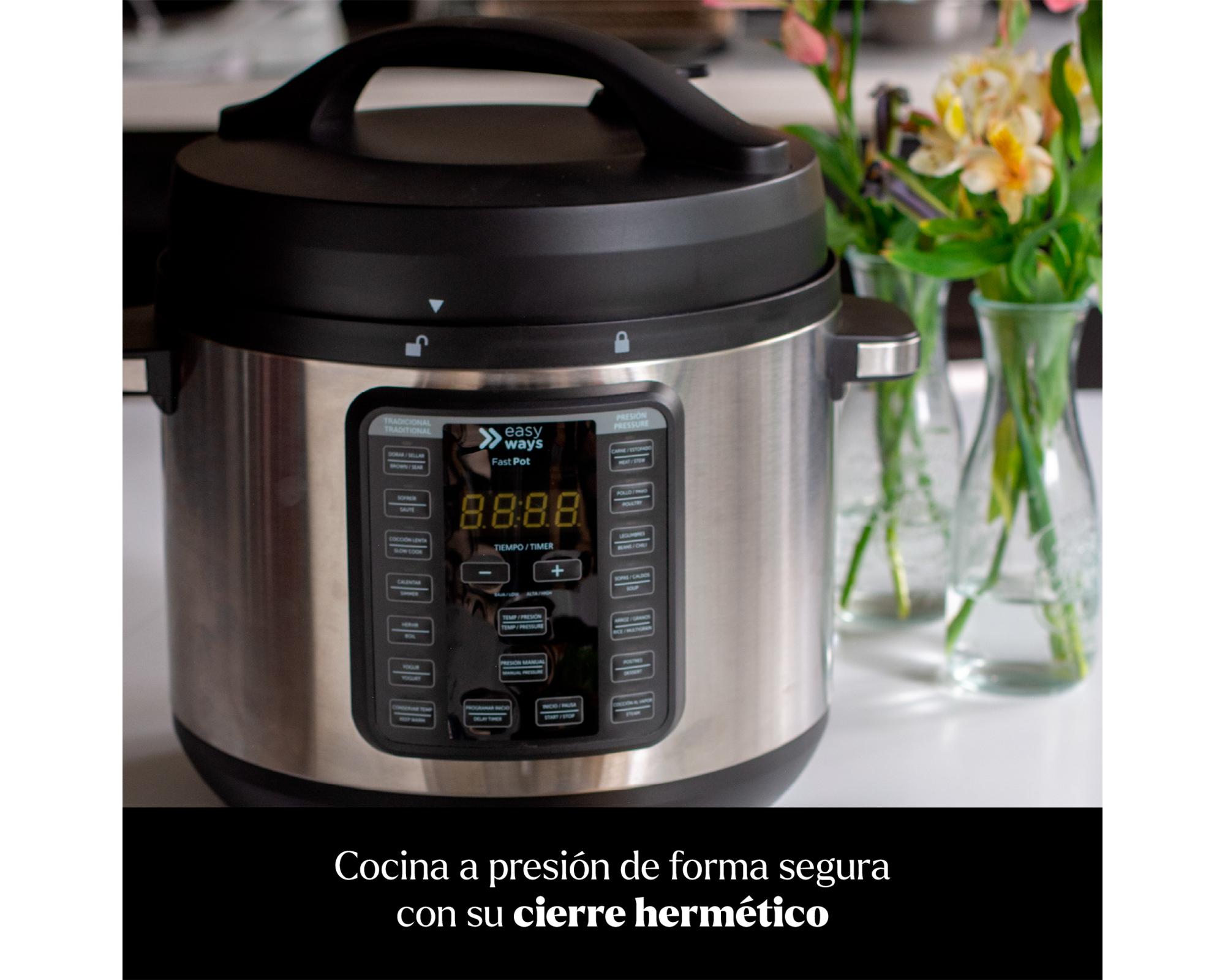 Olla eléctrica multifunción Fast Pot plateado/negro 7.6 lt-5