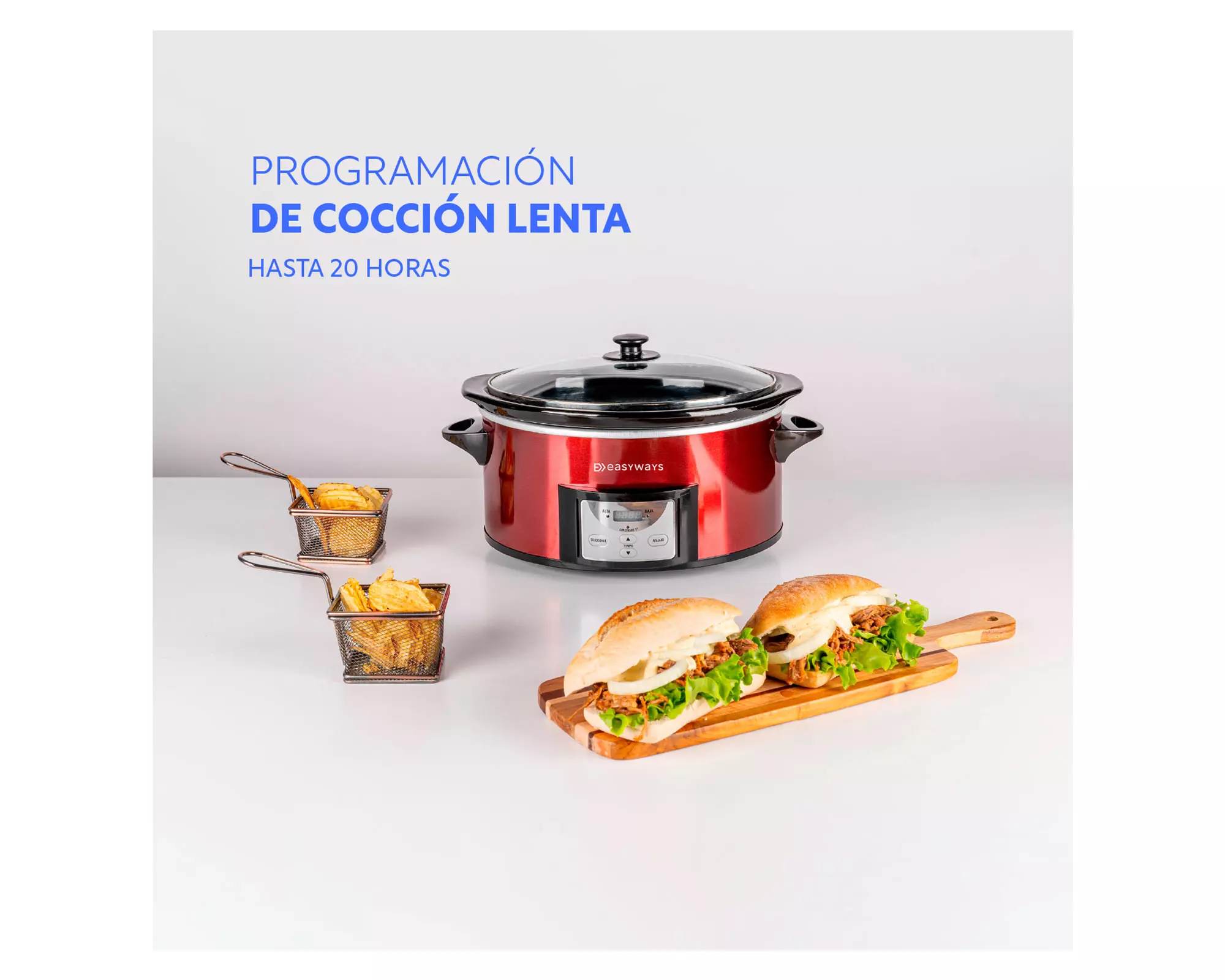 Olla eléctrica 3.8 litros Slow Pot Mini rojo-2