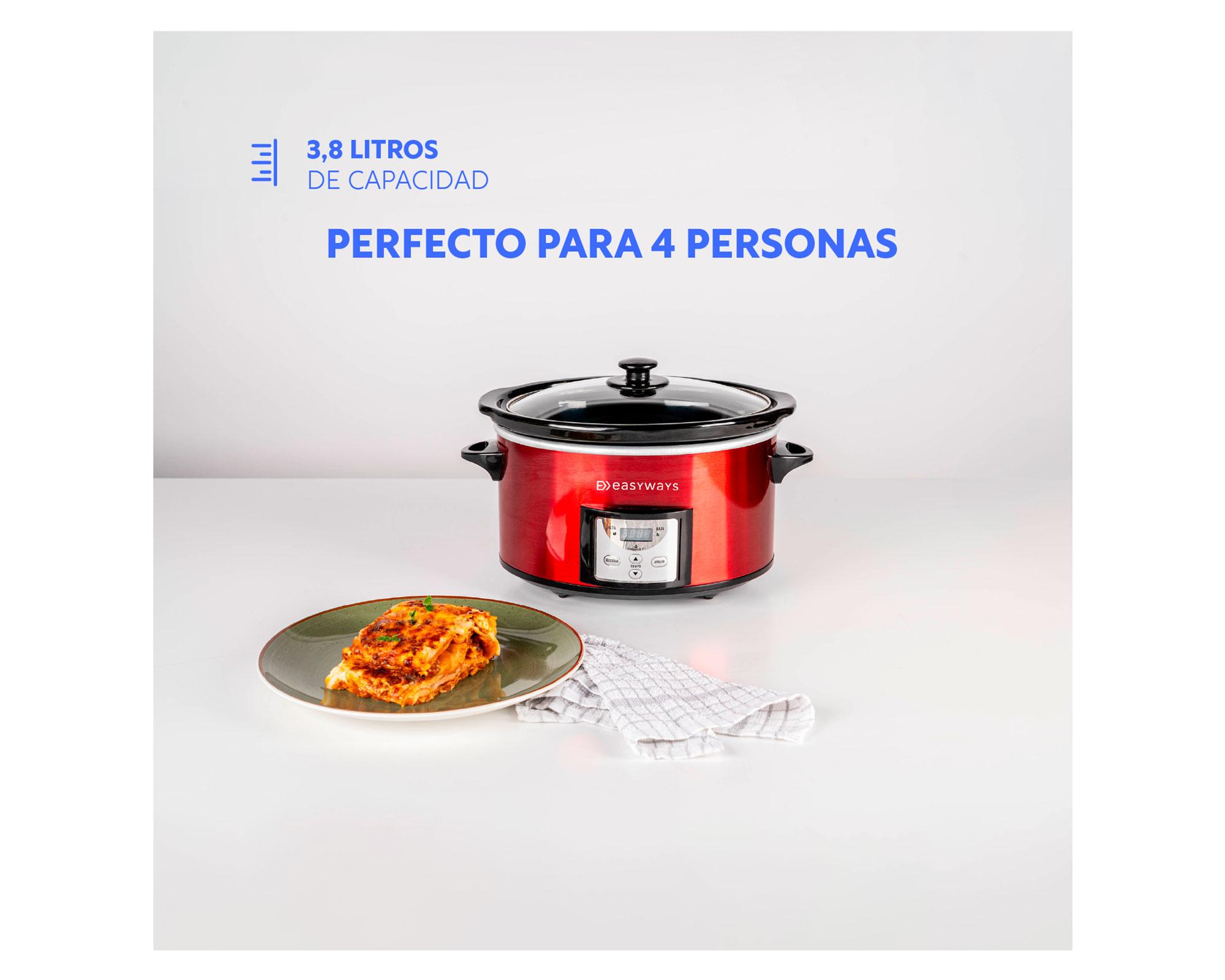 Olla eléctrica 3.8 litros Slow Pot Mini rojo-3