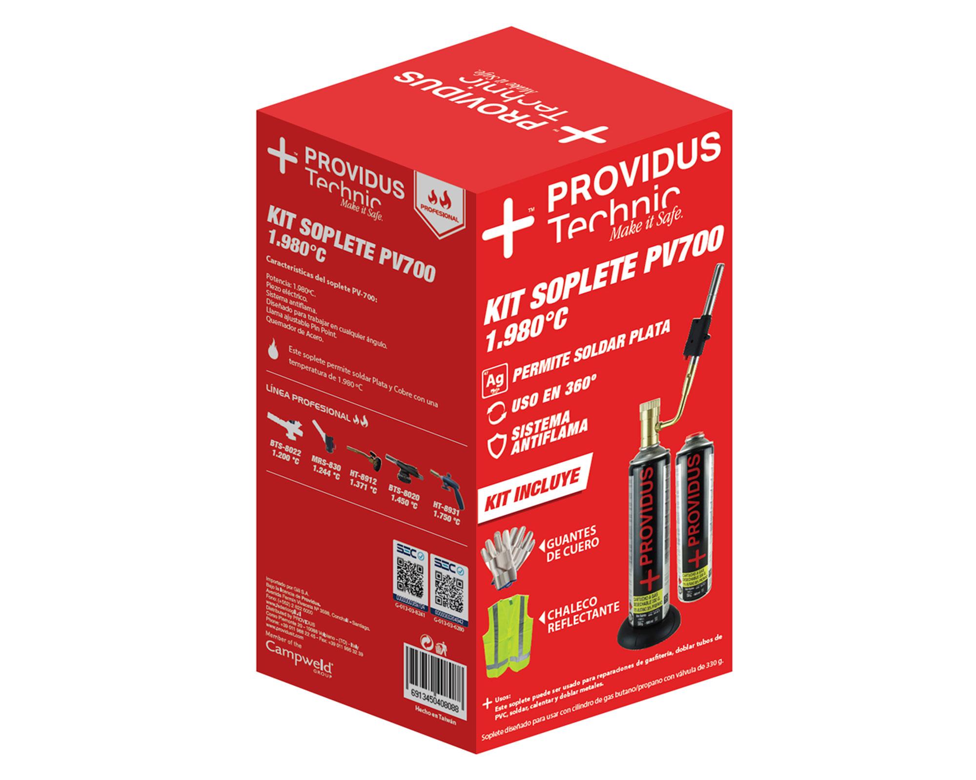 Soplete PV700 + cartucho gas + guantes + chaleco reflectante Providus.-2