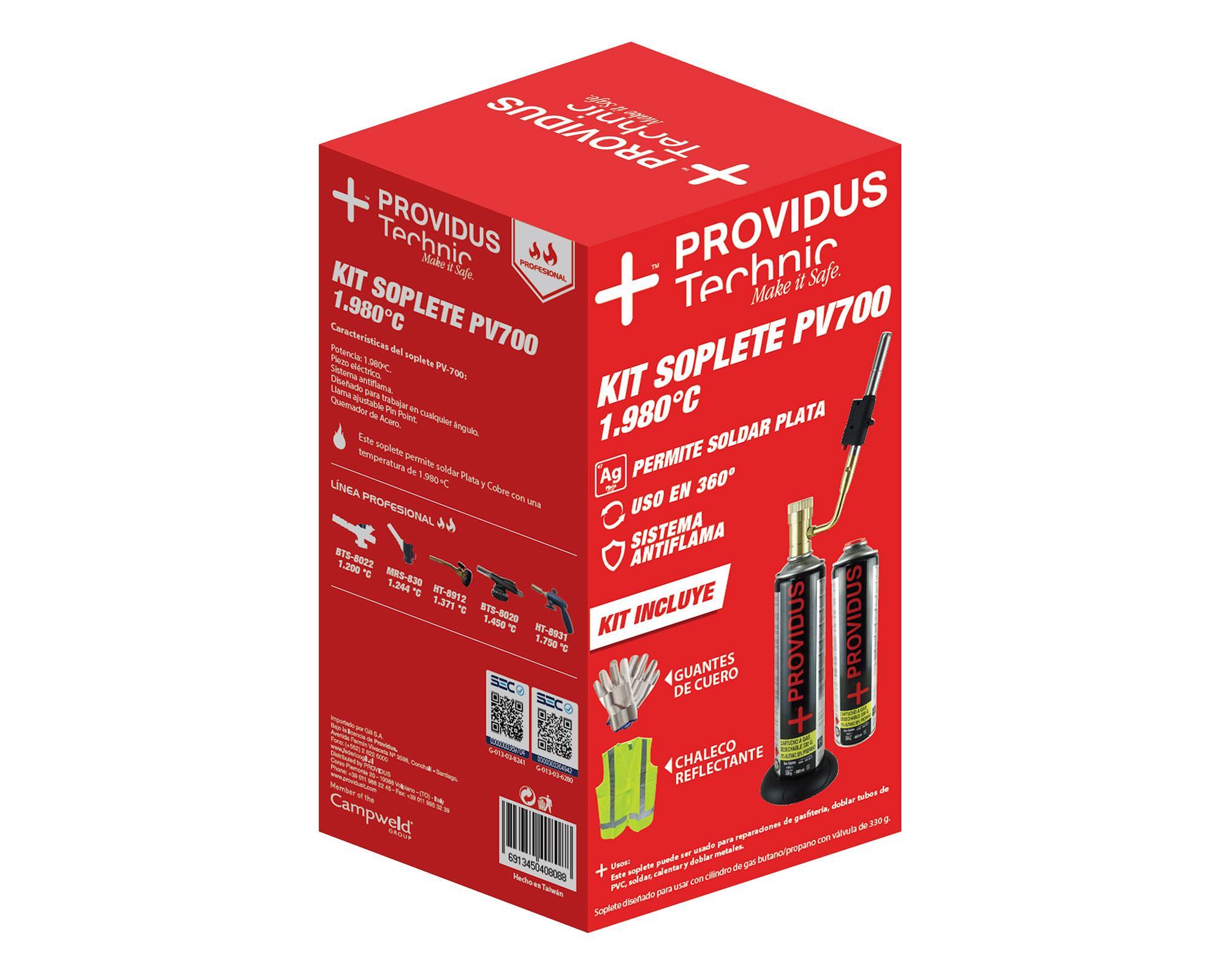Soplete PV700 + cartucho gas + guantes + chaleco reflectante Providus.-5
