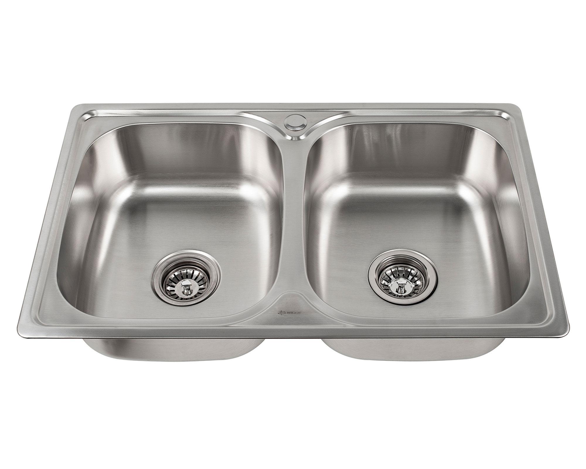 Lavaplatos doble empotrado 48x78 cm plateado Briggs-0