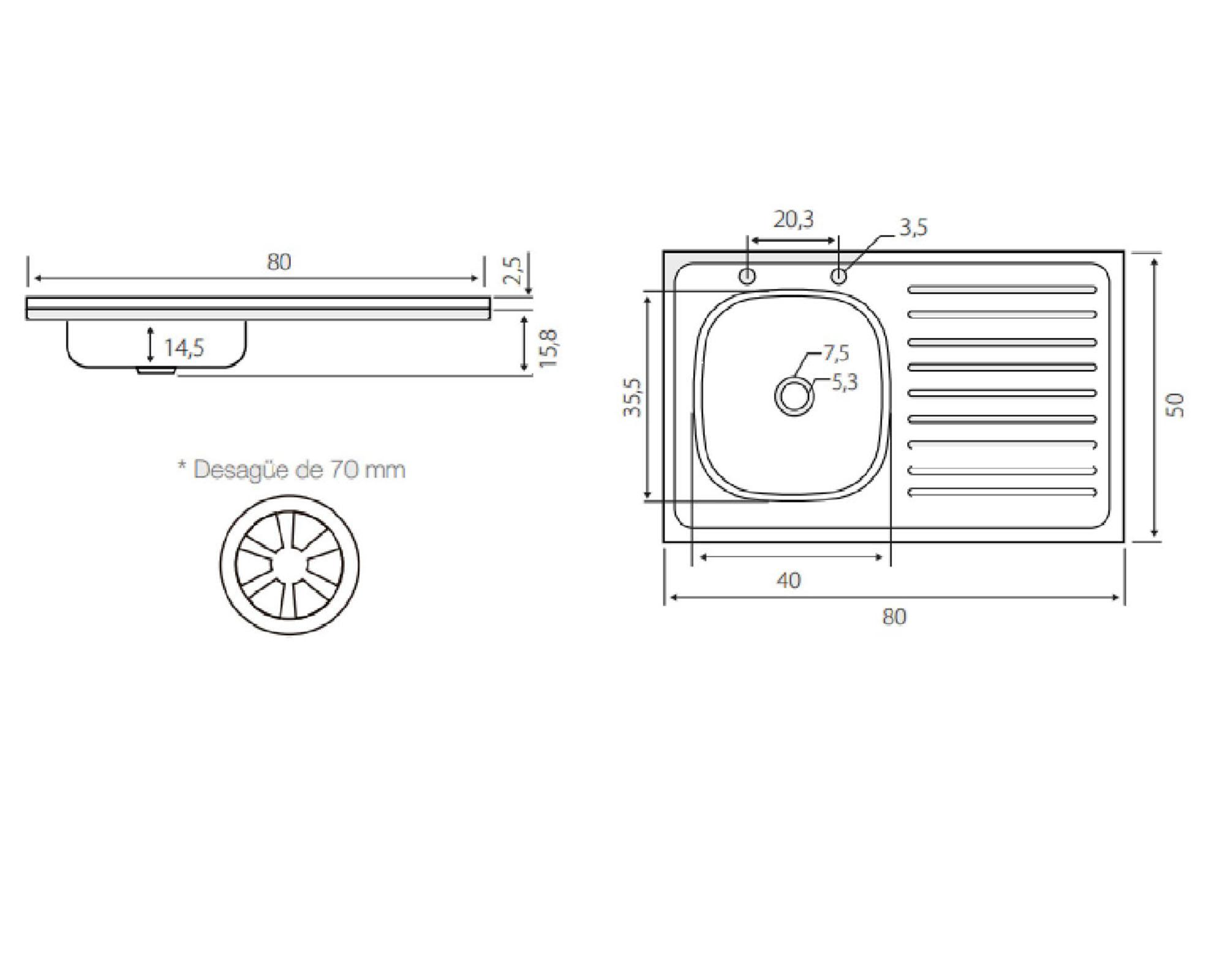 Lavaplatos sobreponer derecha 80 cm Briggs-1
