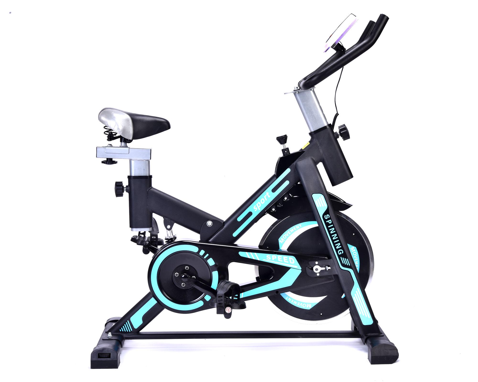 Bicicleta spinning celeste/negro Parkdan.-0