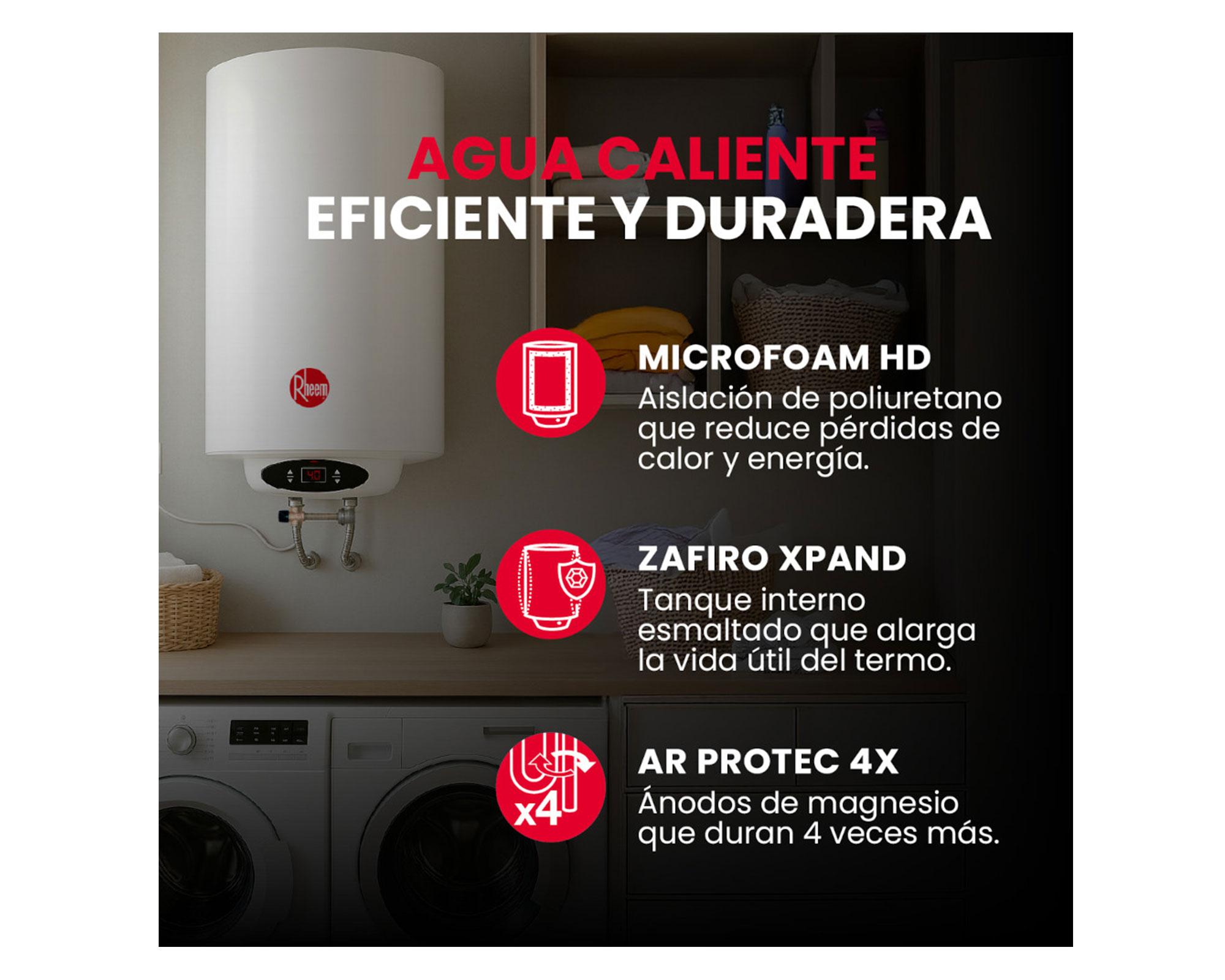 Termo eléctrico digital 30 litros blanco Rheem.-4