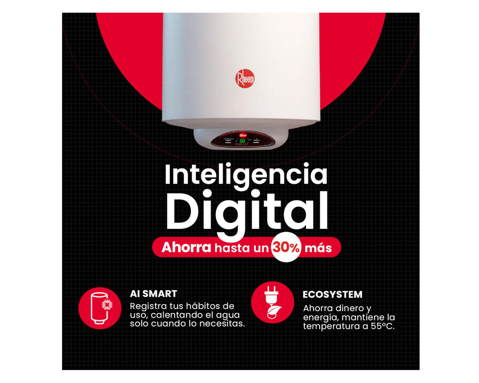 Termo eléctrico digital 30 litros blanco Rheem.-2