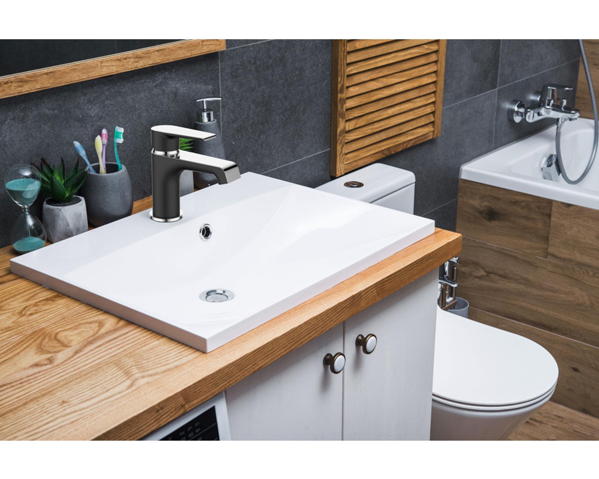 Monomando lavatorio Nott negro Nibsa-2