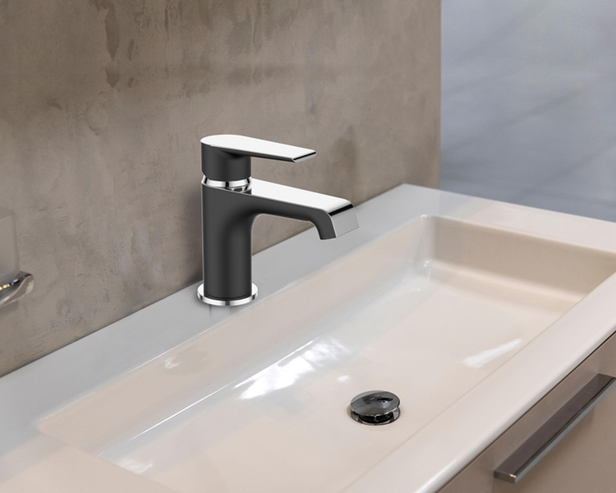 Monomando lavatorio Nott negro Nibsa-1