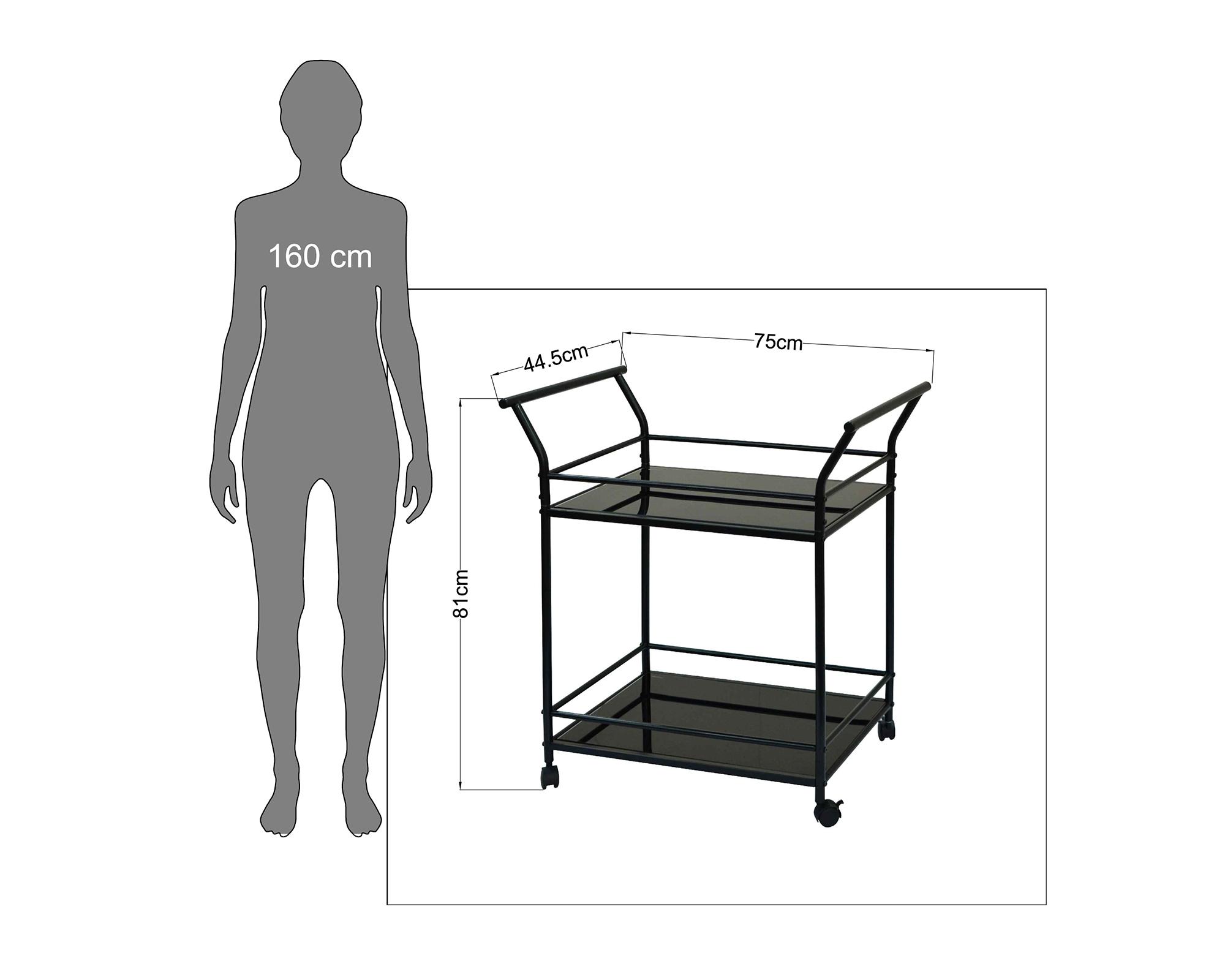 Carro bar negro 81x75x44.5 cm-4