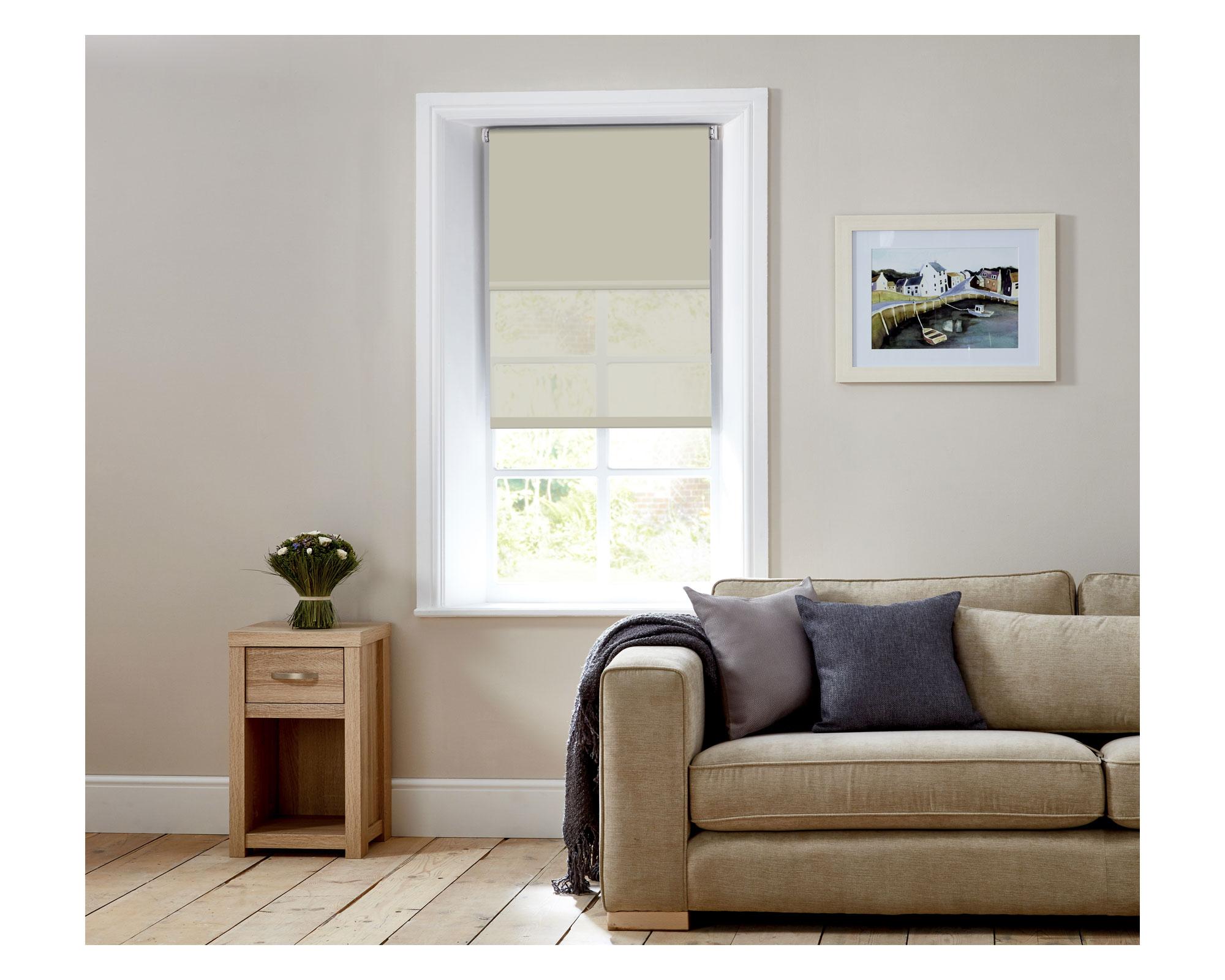 Cortina roller blackout doble 250x250 cm liso beige Cotidiana-0