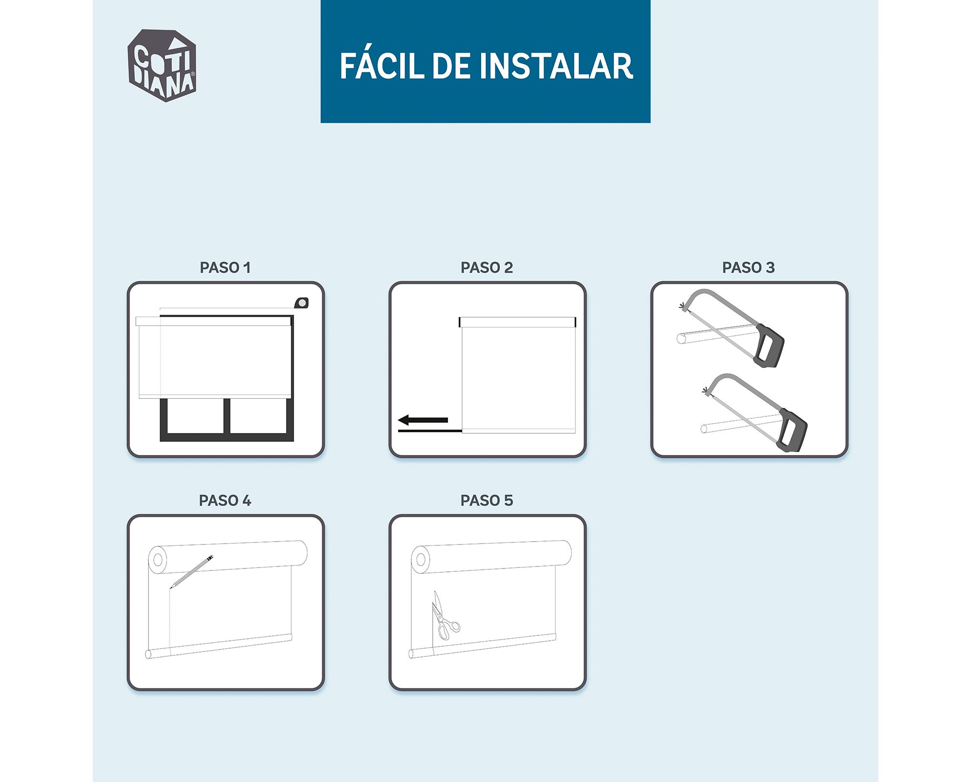 Cortina roller blackout doble 120x250 cm Sunscreen blanco Cotidiana-12