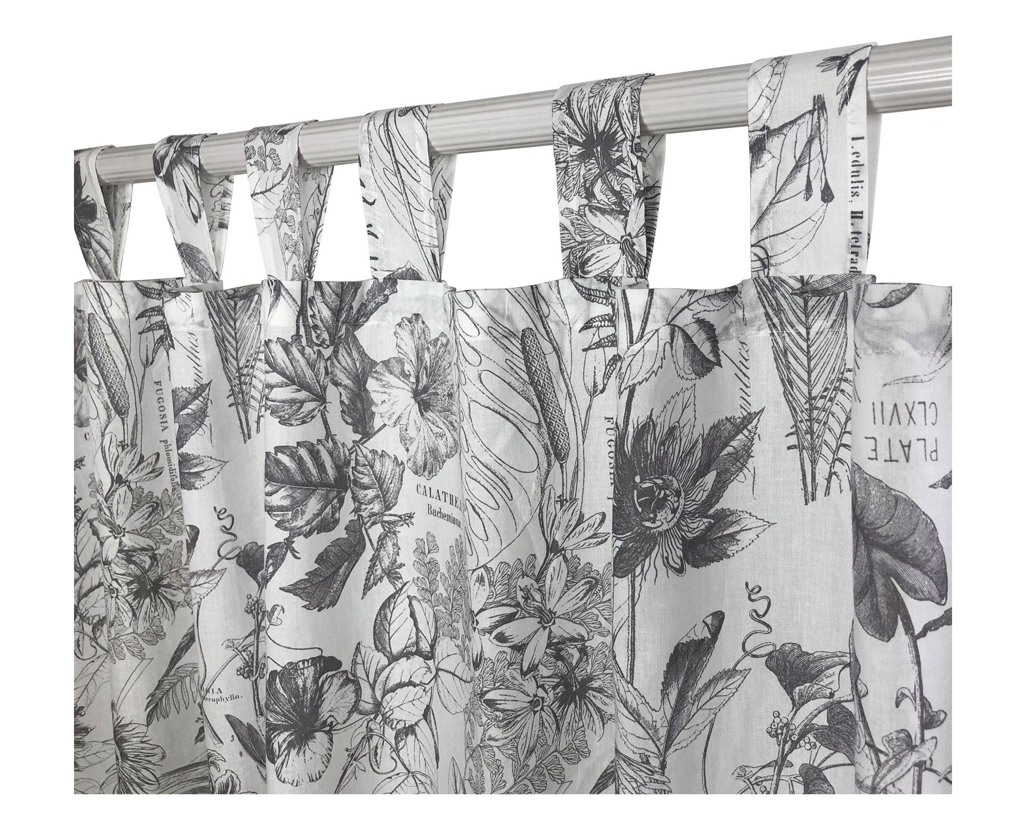 Cortina cocina 140x150 cm Flores gris Cotidiana-1