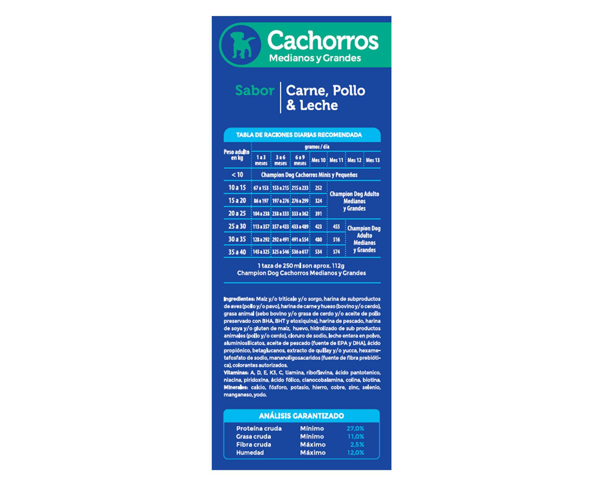 Alimento cachorro 15 kg raza mediana grande Champion Dog.-1