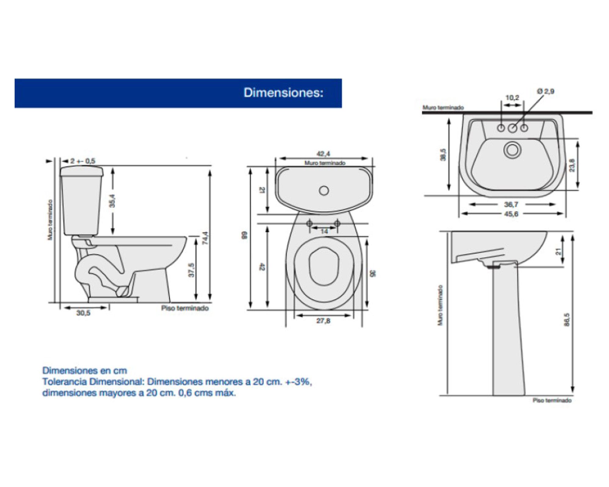 Juego de baño WC + lavamanos pedestal Evolution crema-1
